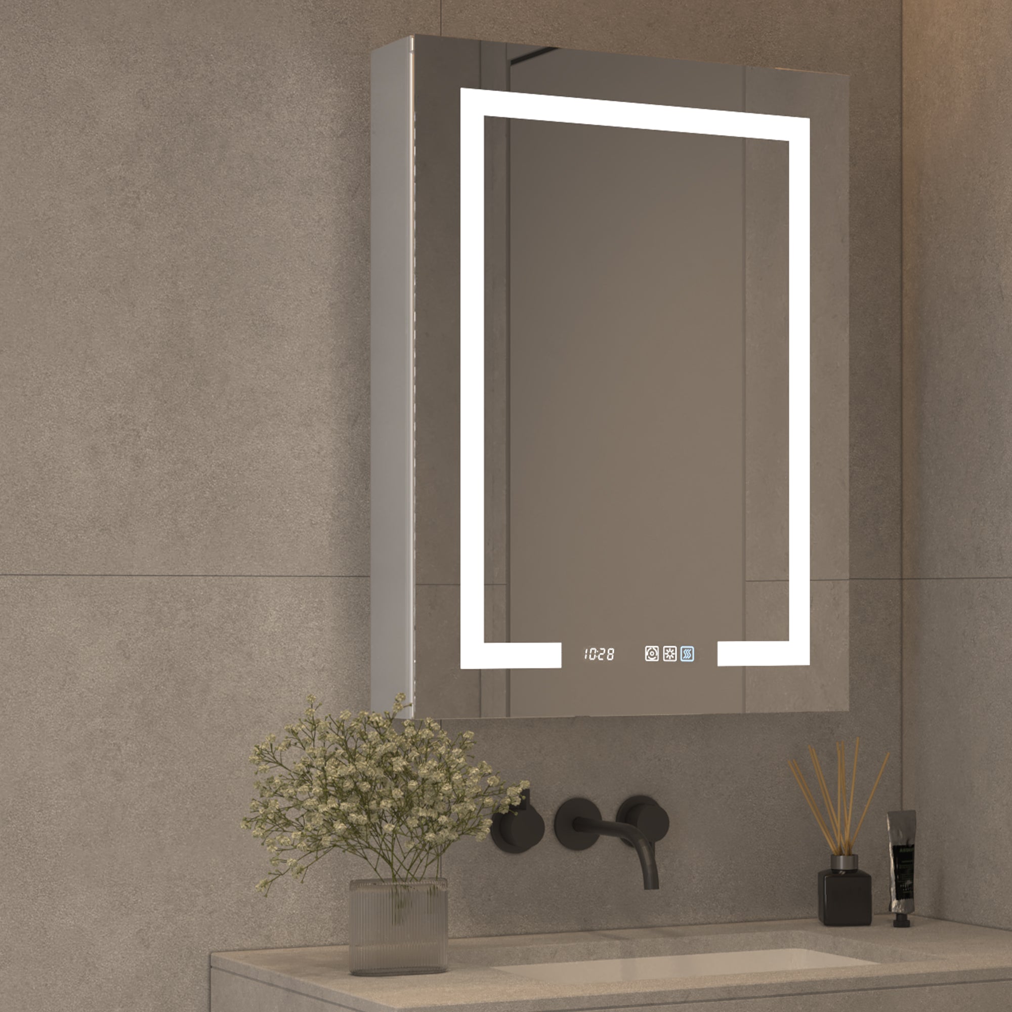 24 in. W x 32 in. H Aluminum Surface Mount Medicine Cabinet with Mirror