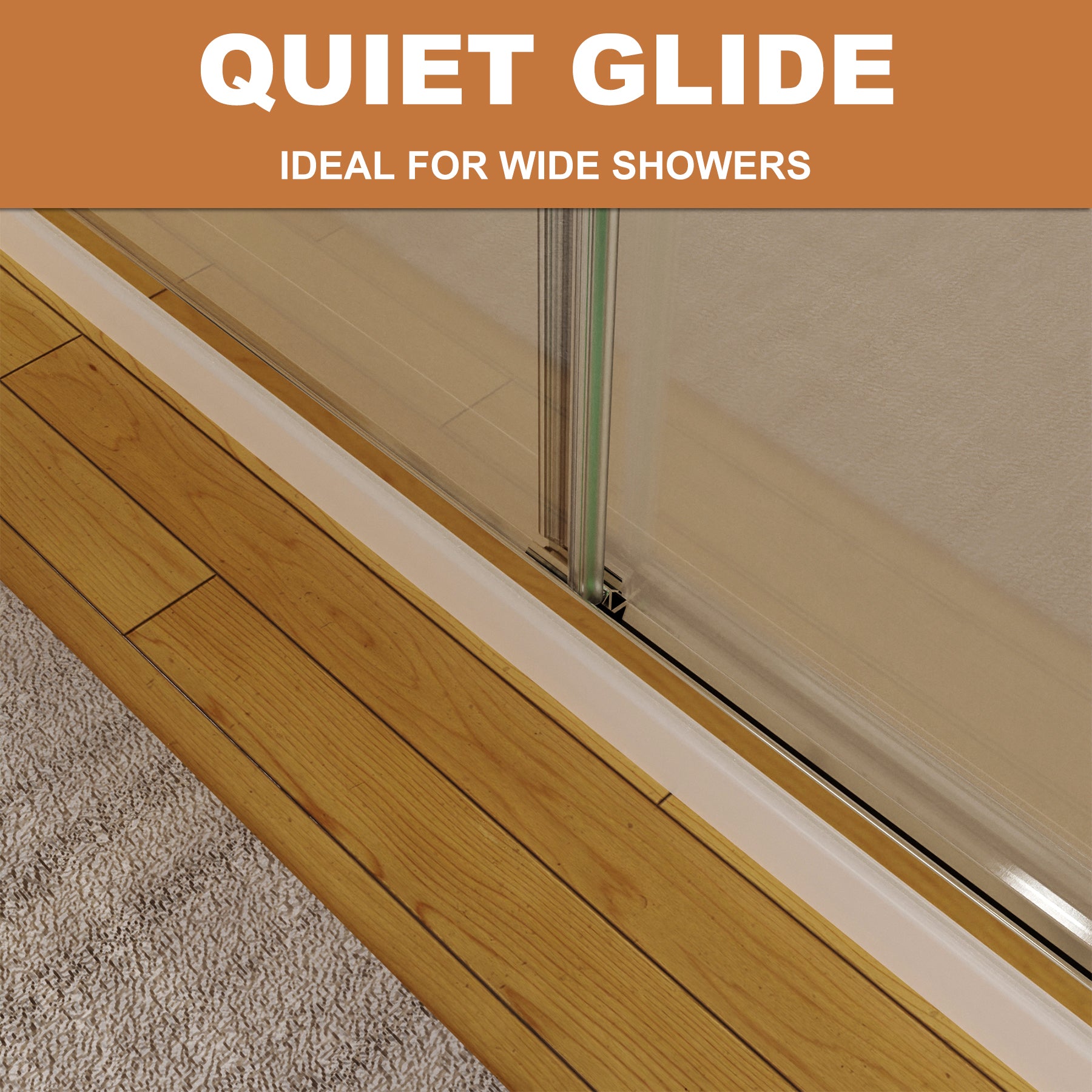Sliding Semi-Frameless Shower Door with Clear Glass
