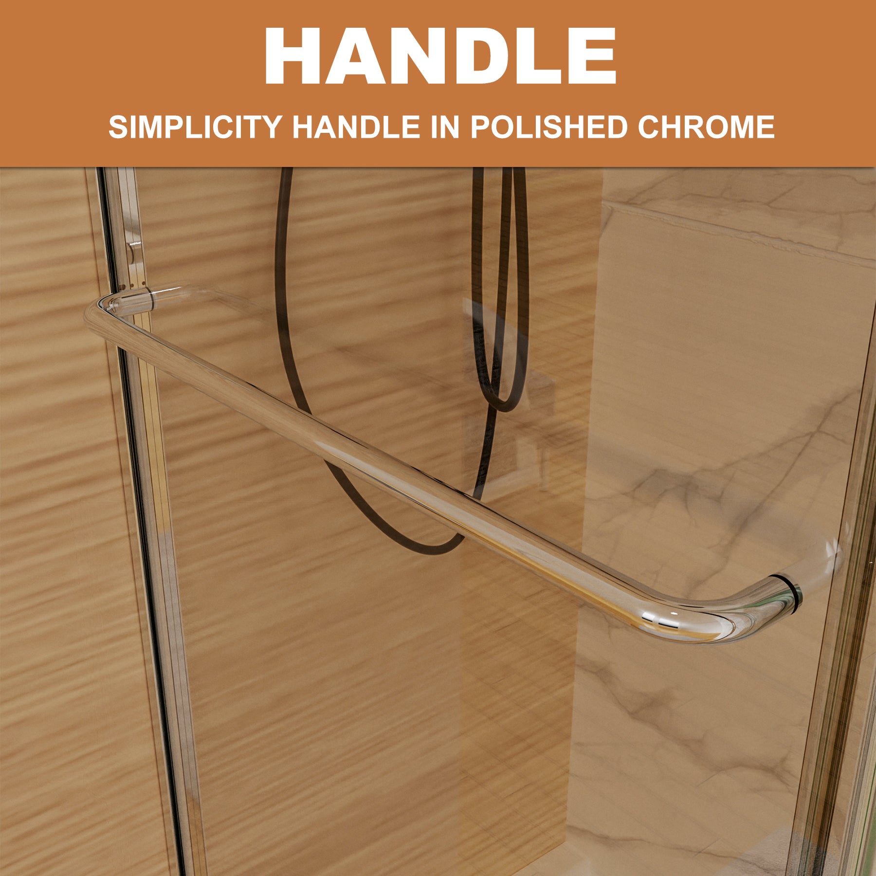 Sliding Semi-Frameless Shower Door with Clear Glass