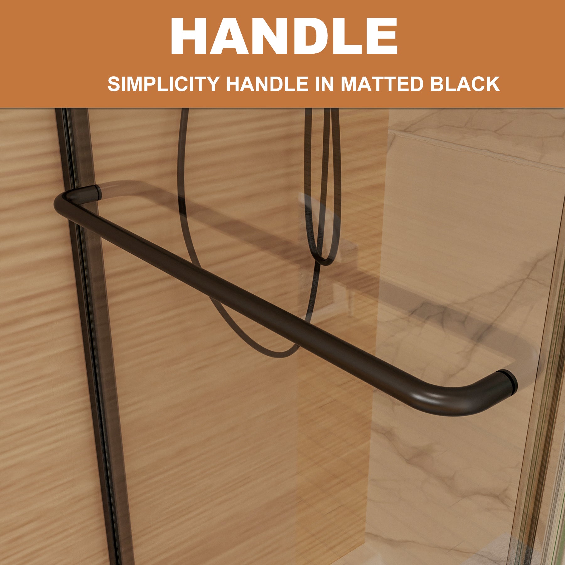 Sliding Semi-Frameless Shower Door with Clear Glass