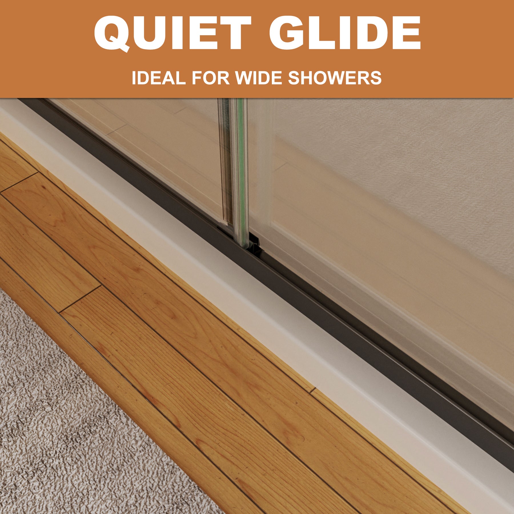 Sliding Semi-Frameless Shower Door with Clear Glass