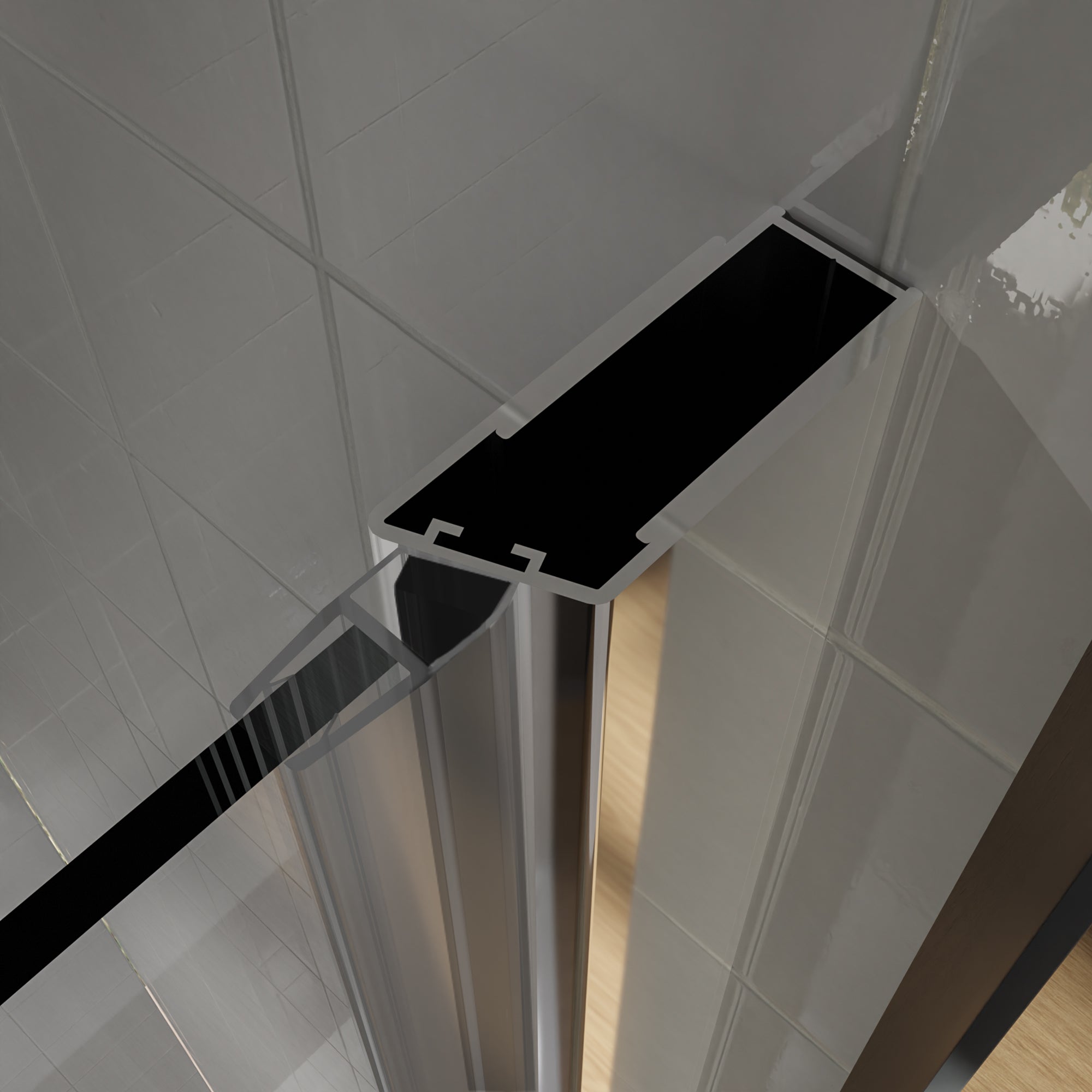 32 in. W x 72 in. H Bi-Fold Semi-Frameless Shower Door in Chrome Finish with Clear Glass
