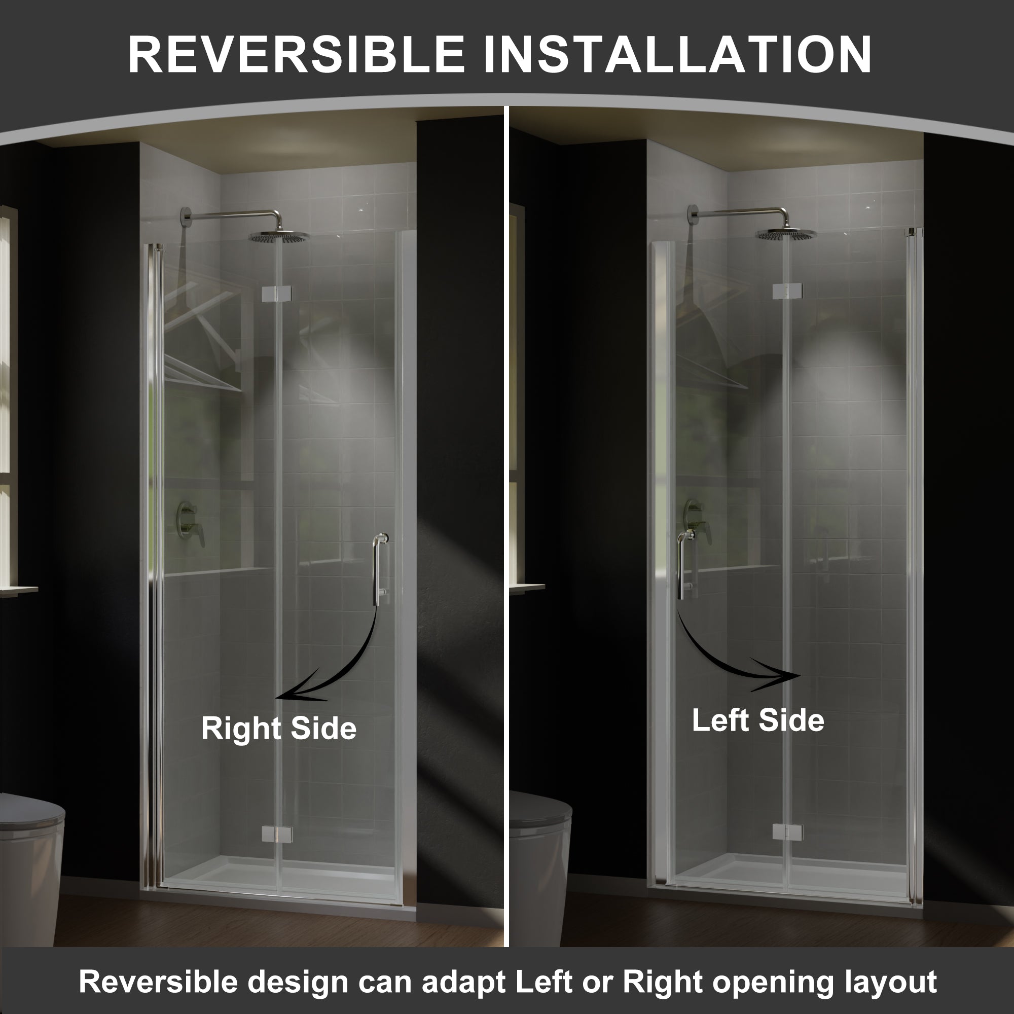32 in. W x 72 in. H Bi-Fold Semi-Frameless Shower Door in Chrome Finish with Clear Glass