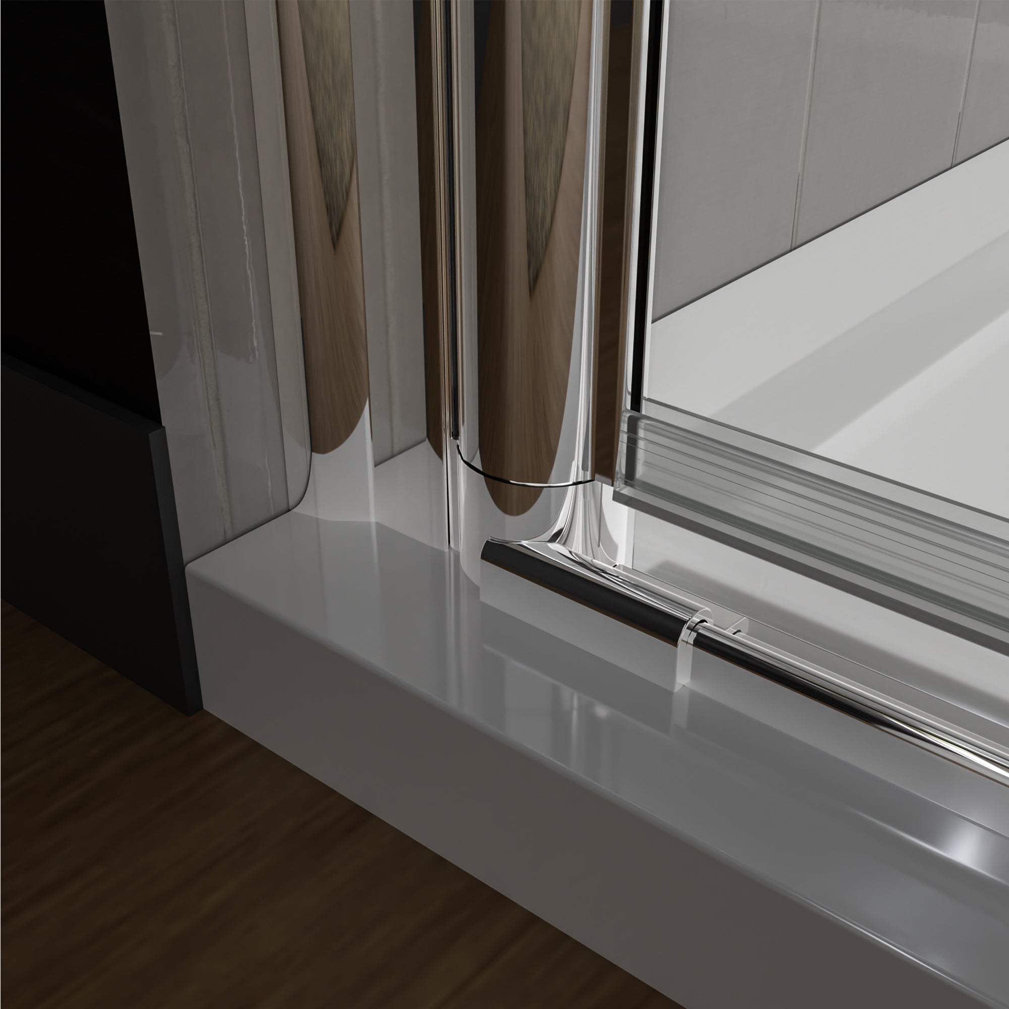 32 in. W x 72 in. H Bi-Fold Semi-Frameless Shower Door in Chrome Finish with Clear Glass
