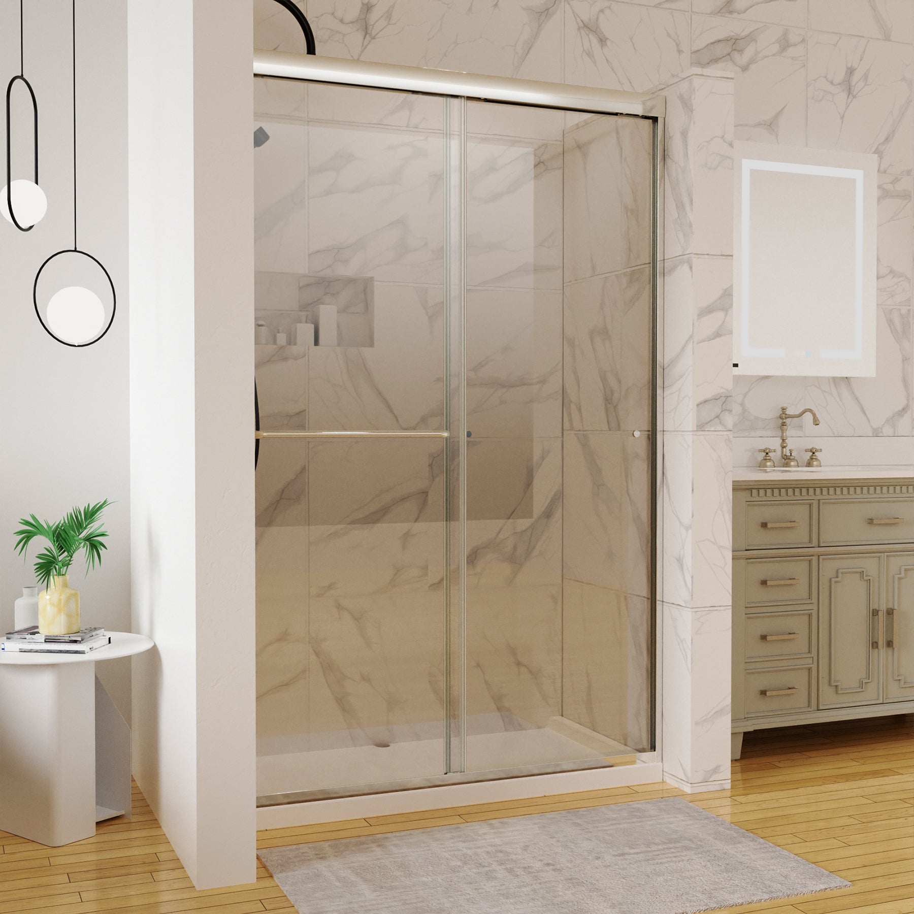 TYGBSD2-48BN Double Sliding Framed Shower Door