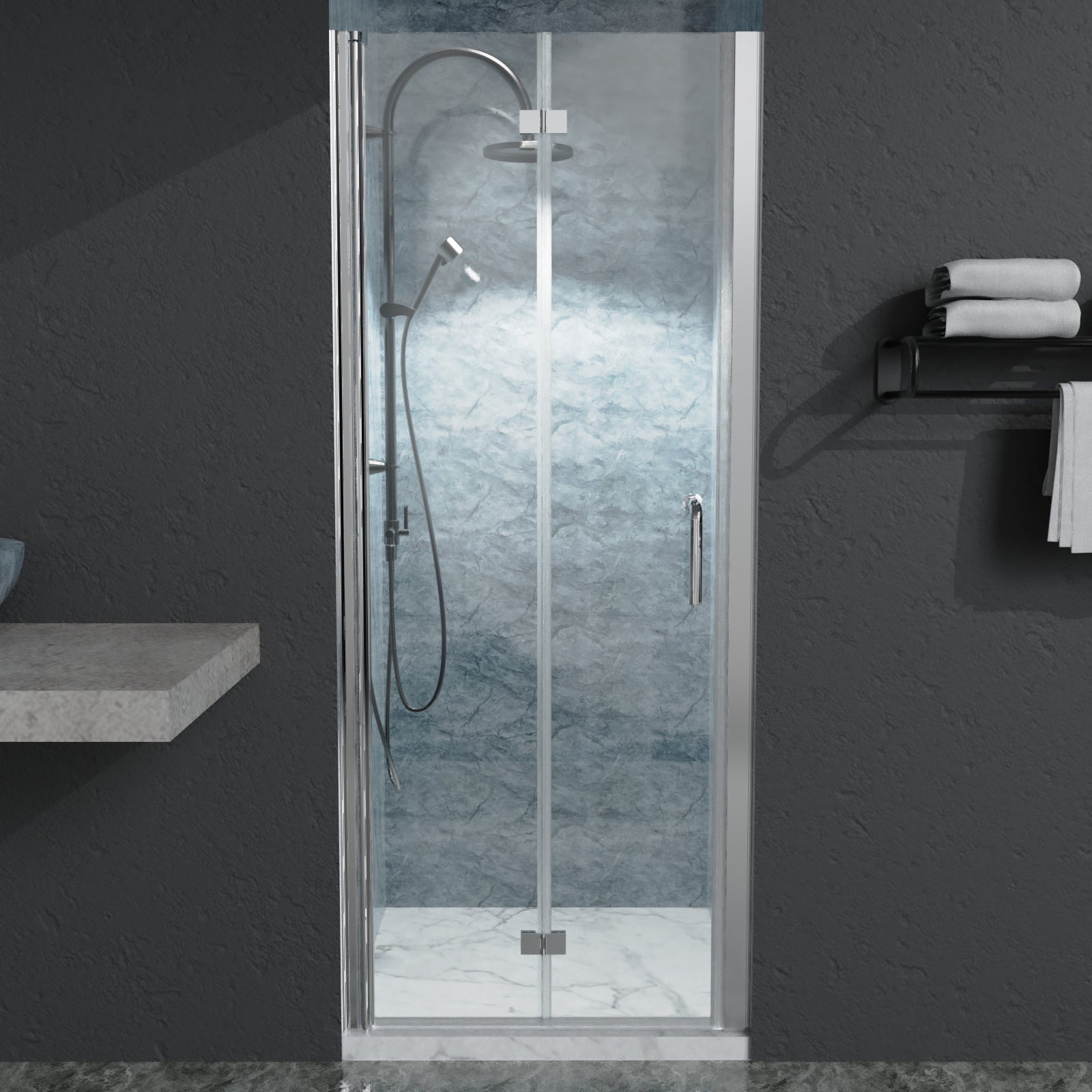 30“ x 72" Bi-Fold Semi-Frameless Shower Doors in Chrome