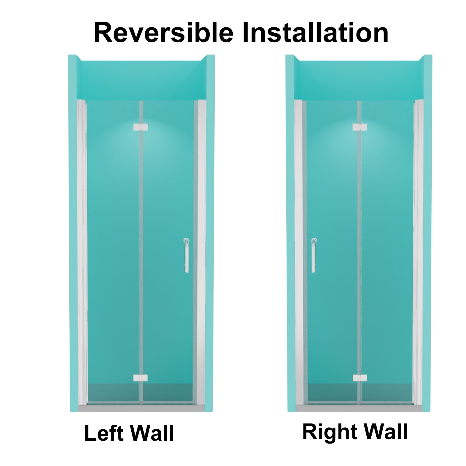 30“ x 72" Bi-Fold Semi-Frameless Shower Doors in Chrome