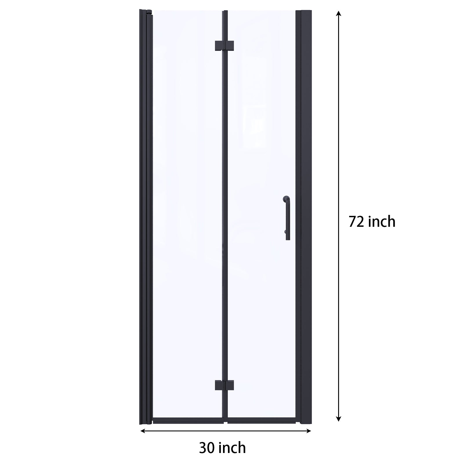 30“ x 72" Bi-Fold Semi-Frameless Shower Doors Matte Black