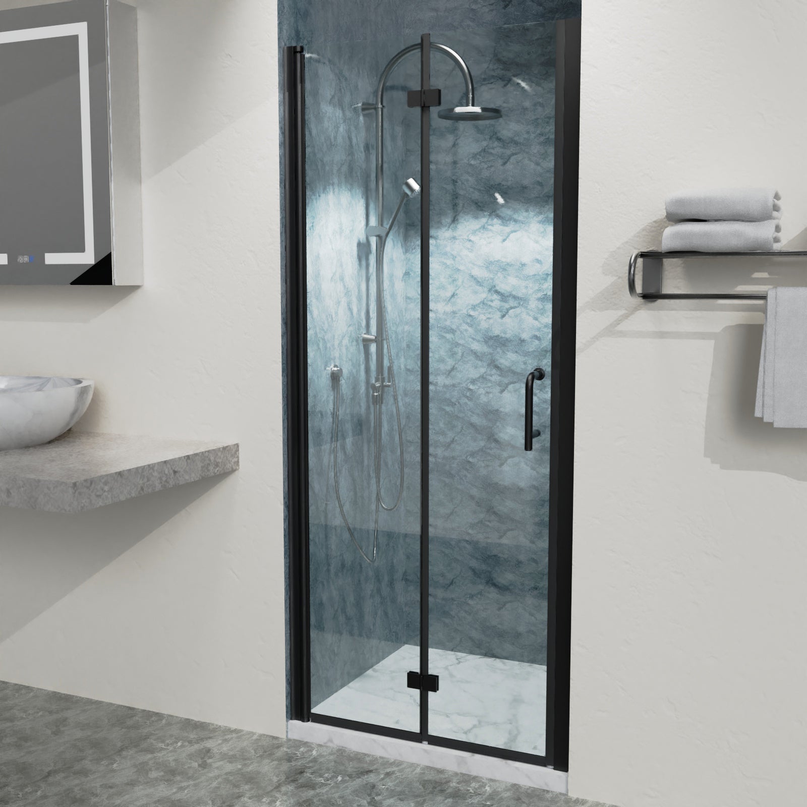 30“ x 72" Bi-Fold Semi-Frameless Shower Door