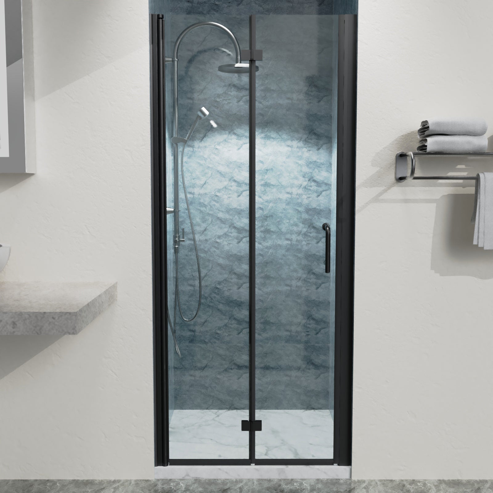 30“ x 72" Bi-Fold Semi-Frameless Shower Door