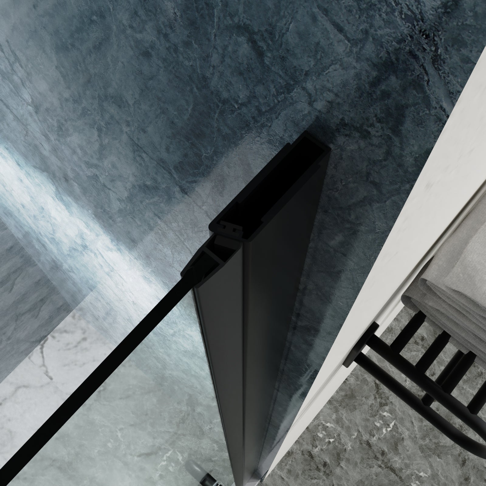 30" x 72" Semi-Frameless Pivot Shower Door  in Matte Black