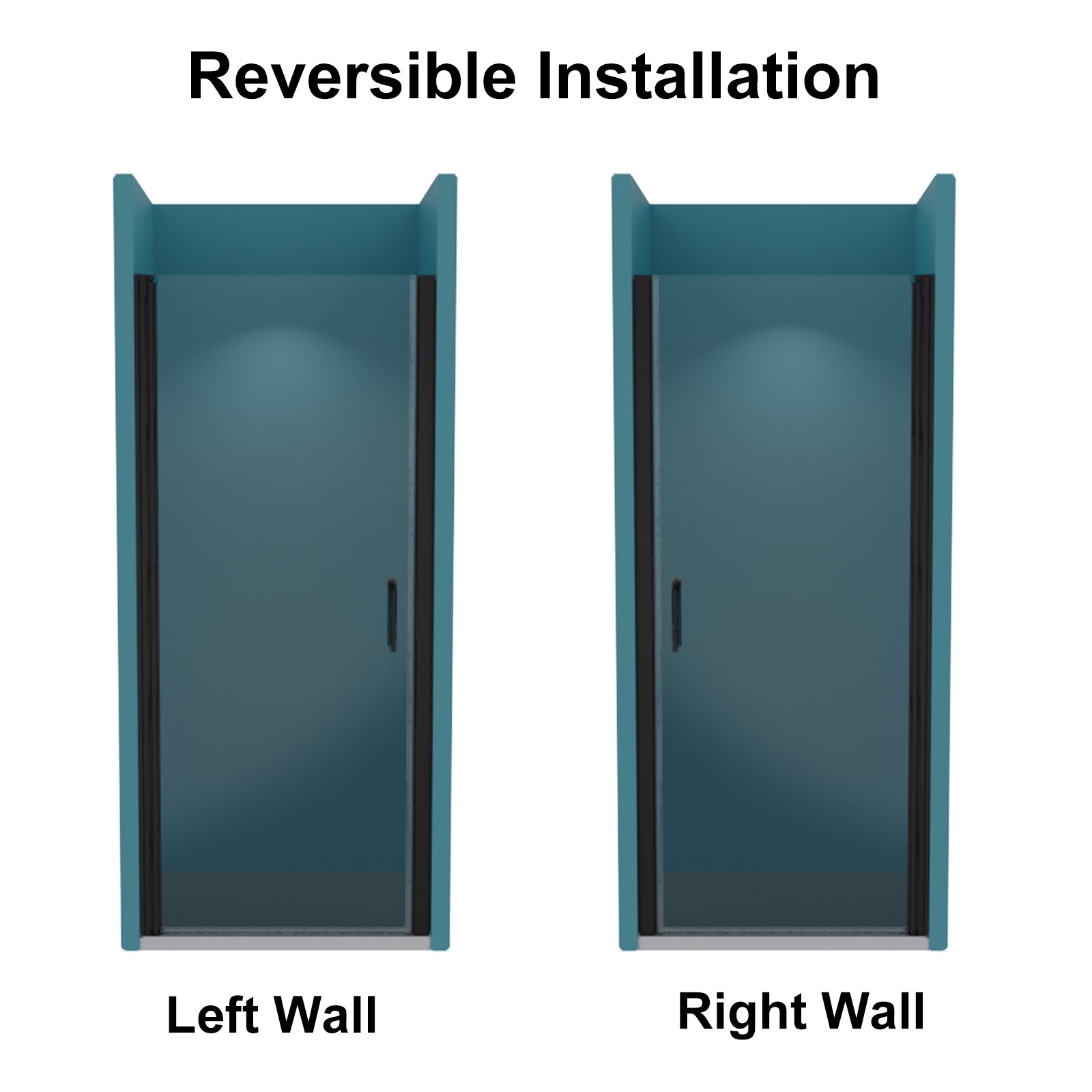 30" x 72" Semi-Frameless Pivot Shower Door  in Matte Black