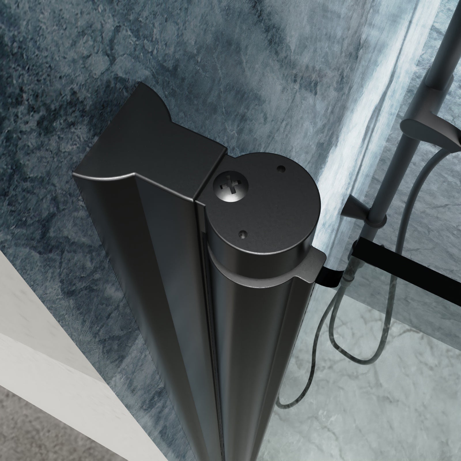30" x 72" Semi-Frameless Pivot Shower Door  in Matte Black