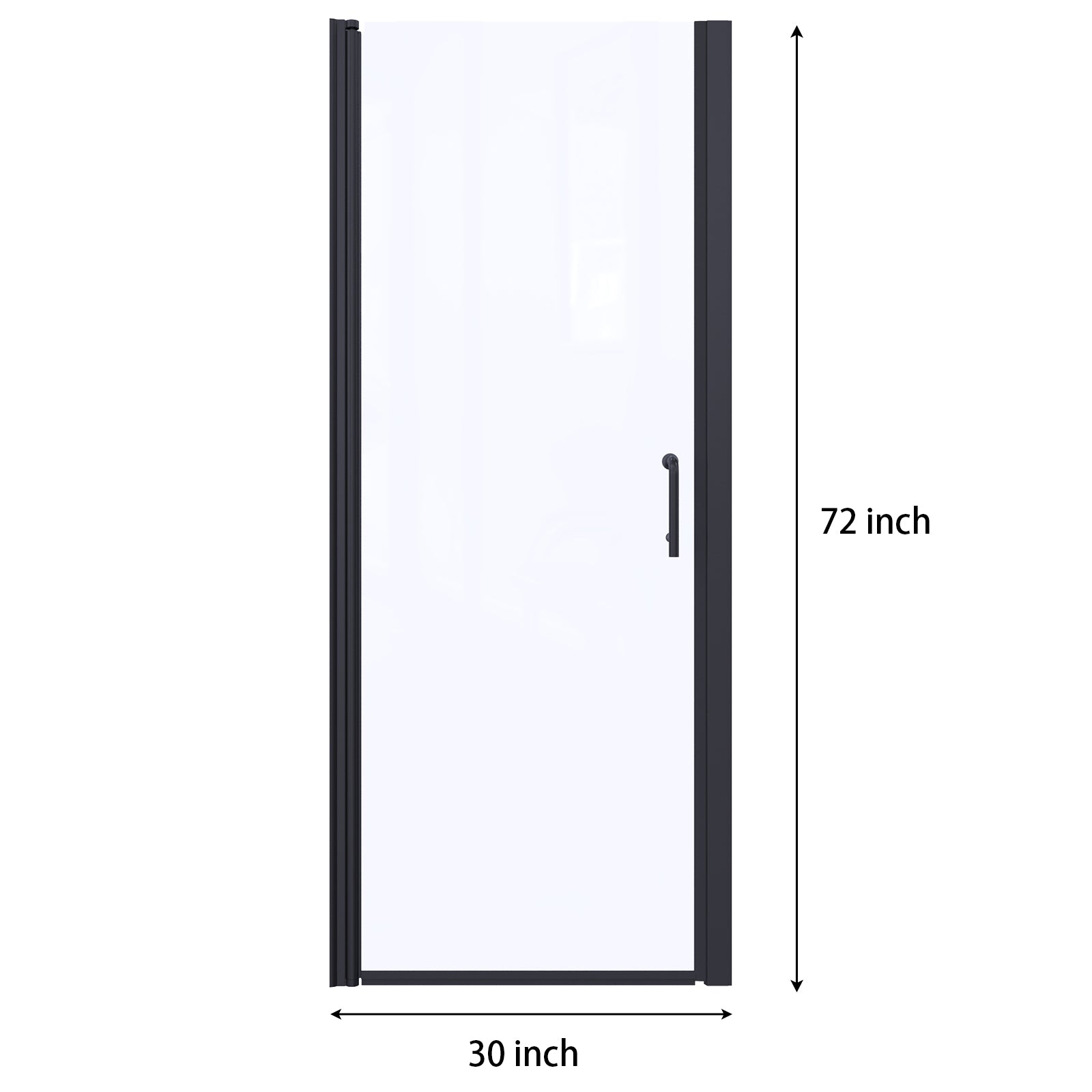 30" x 72" Semi-Frameless Pivot Shower Door  in Matte Black