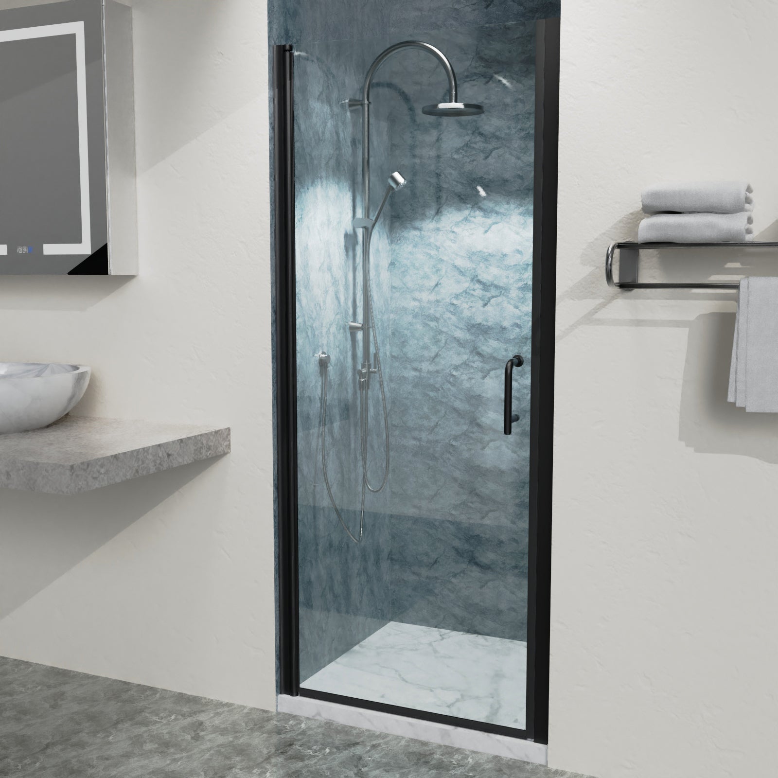 32" x 72" Semi-Frameless Pivot Shower Door