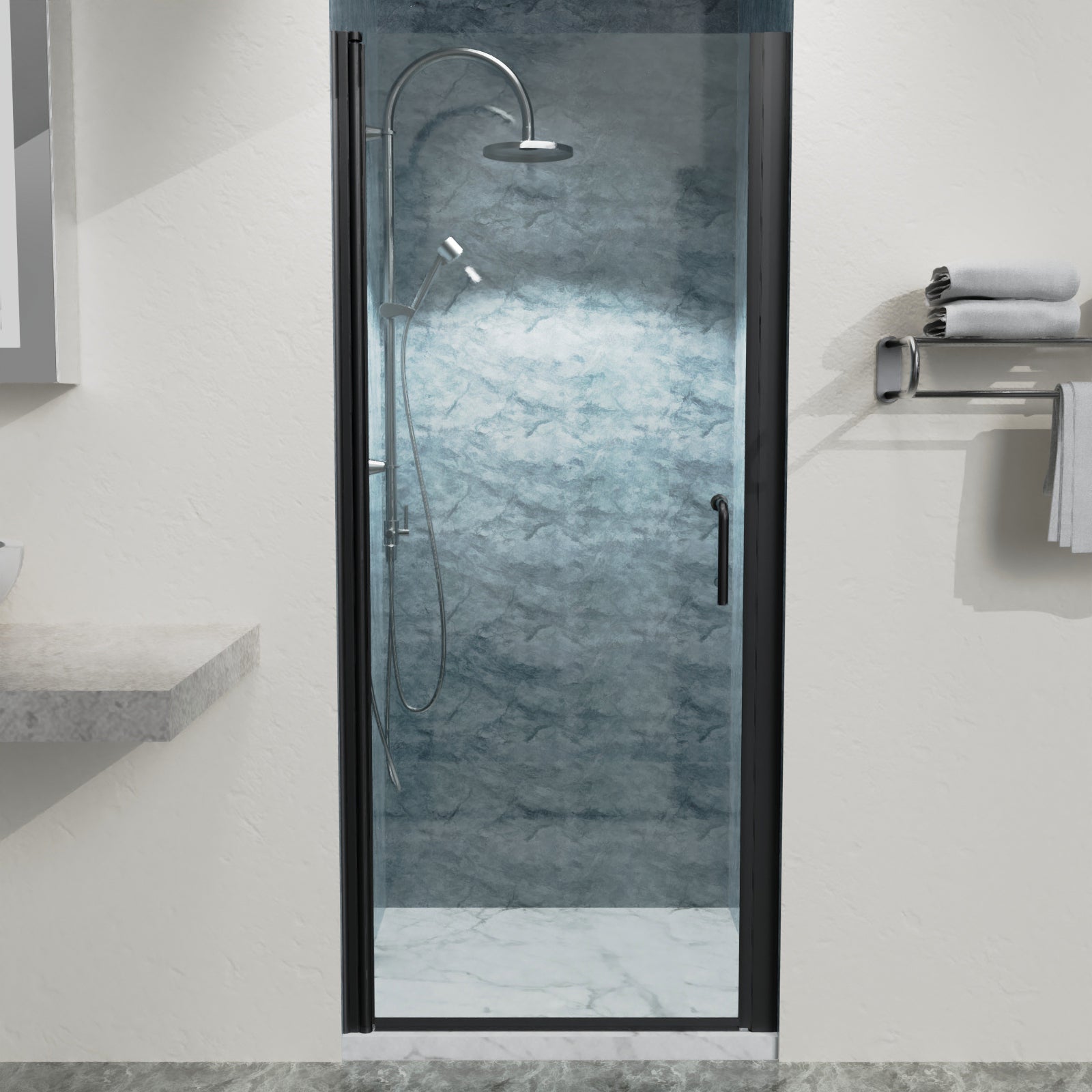 32" x 72" Semi-Frameless Pivot Shower Door