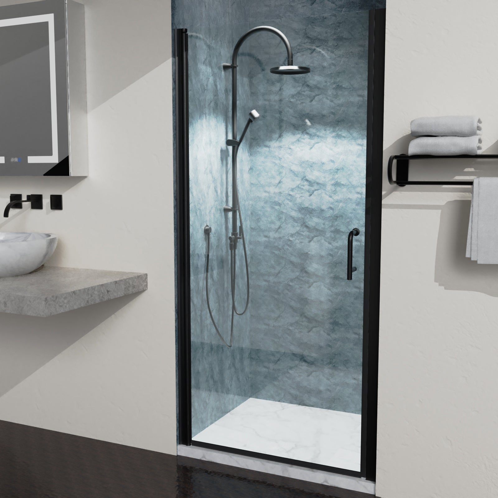 36" x 72" Semi-Frameless Pivot Shower Door