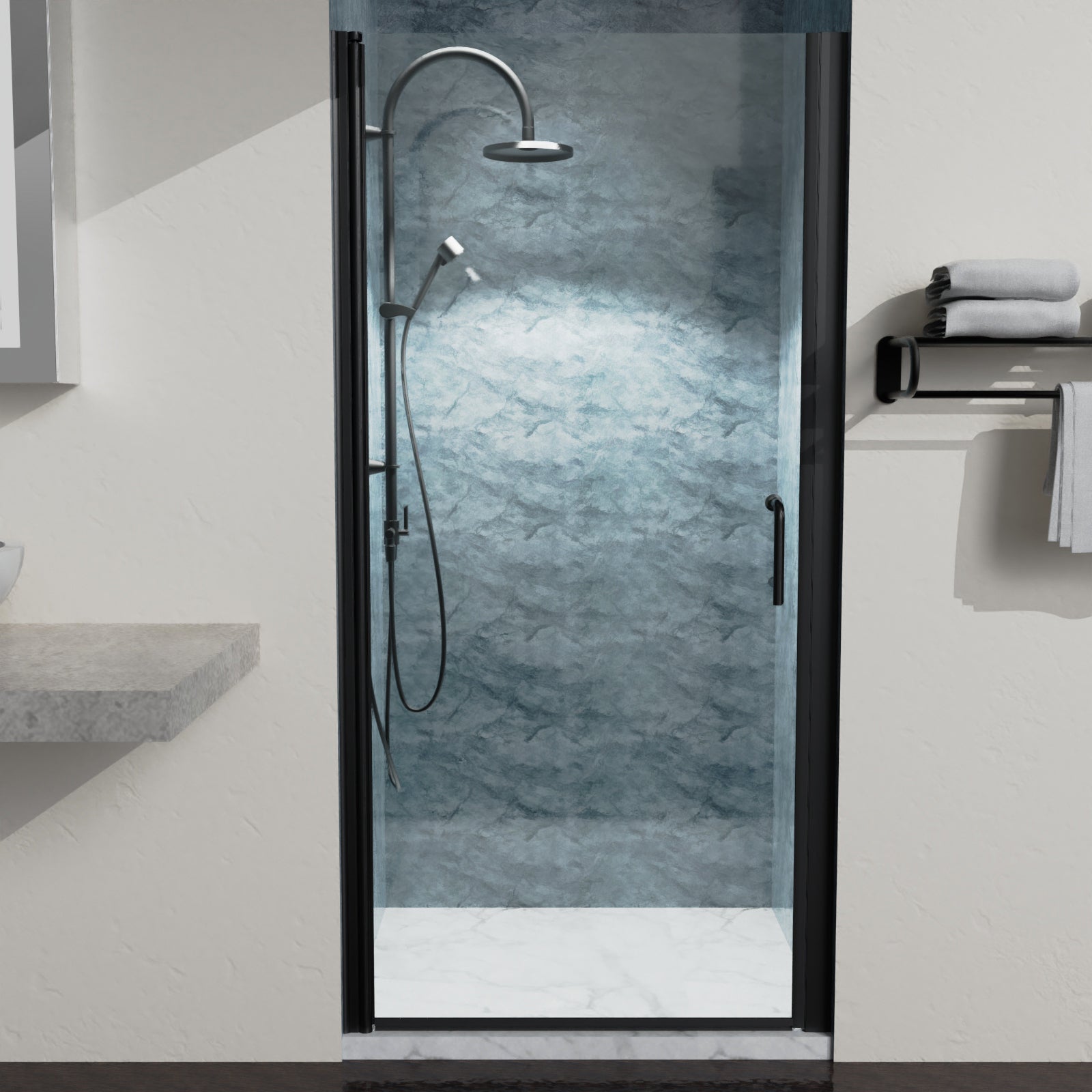 36" x 72" Semi-Frameless Pivot Shower Door