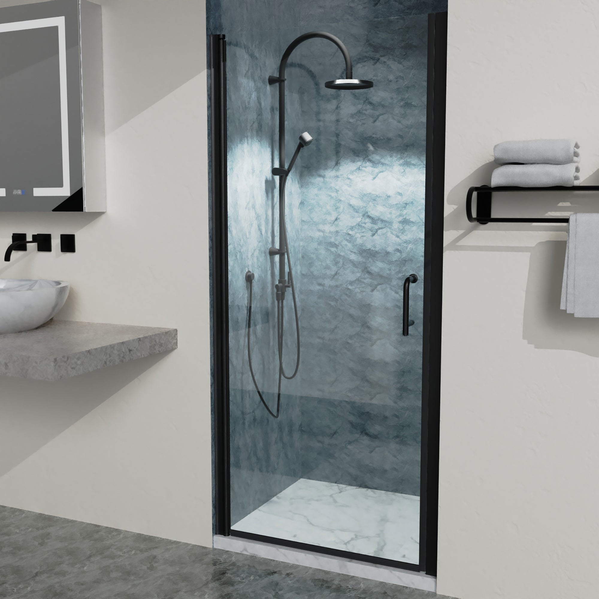 34"  x 72"  Semi-Frameless  Shower Door in  Black