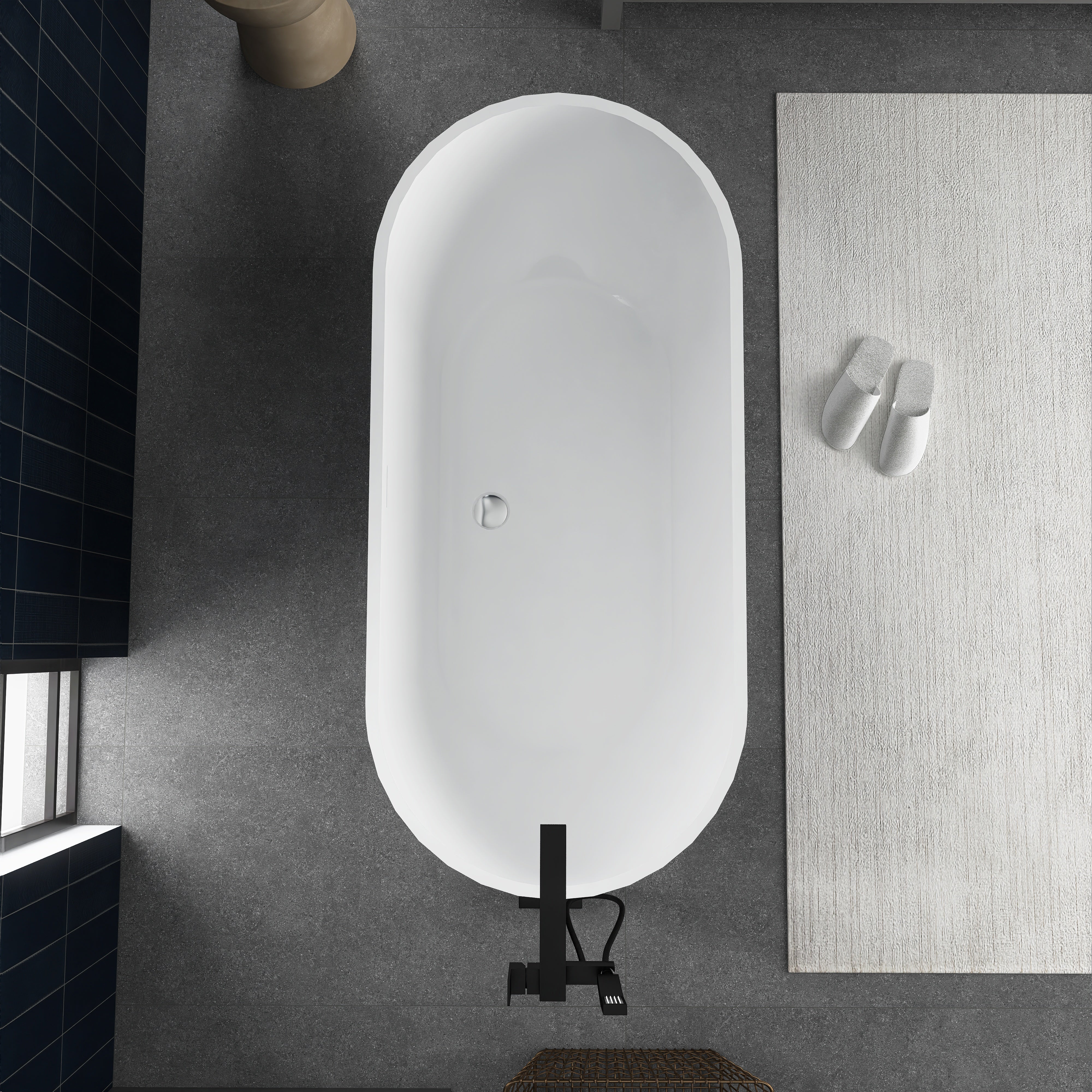 59 in. Acrylic Freestanding Flatbottom Soaking Bathtub