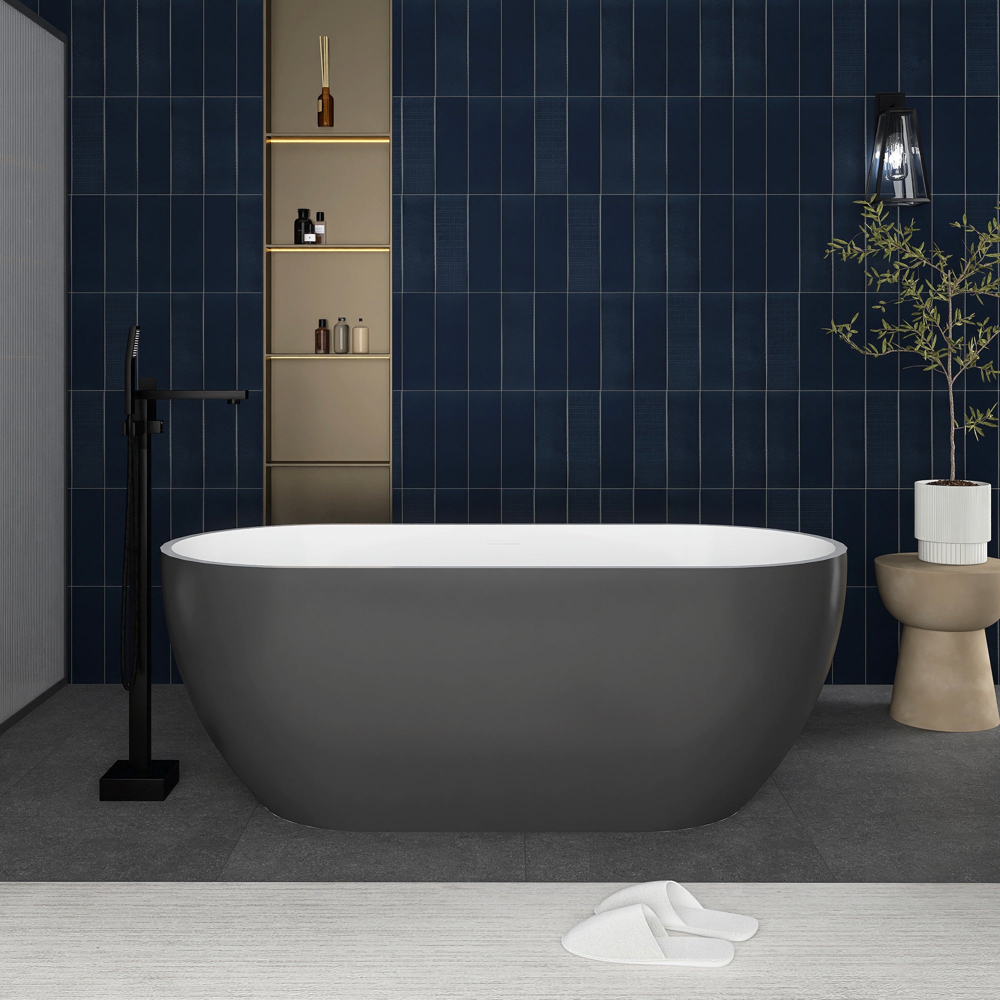 59 in. Acrylic Freestanding Flatbottom Soaking Bathtub