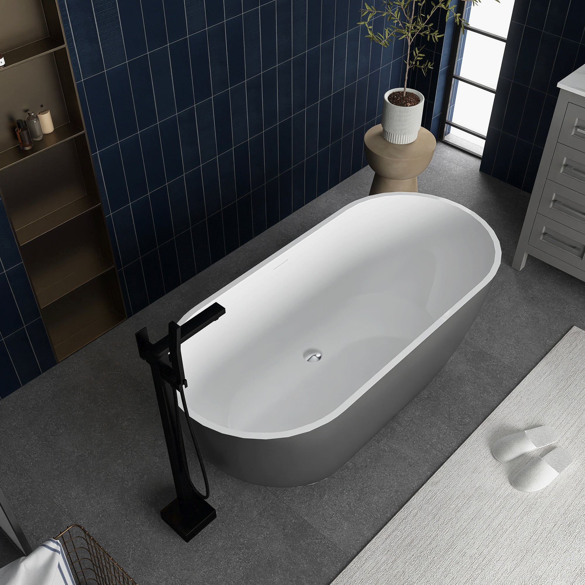 59 in. Acrylic Freestanding Flatbottom Soaking Bathtub