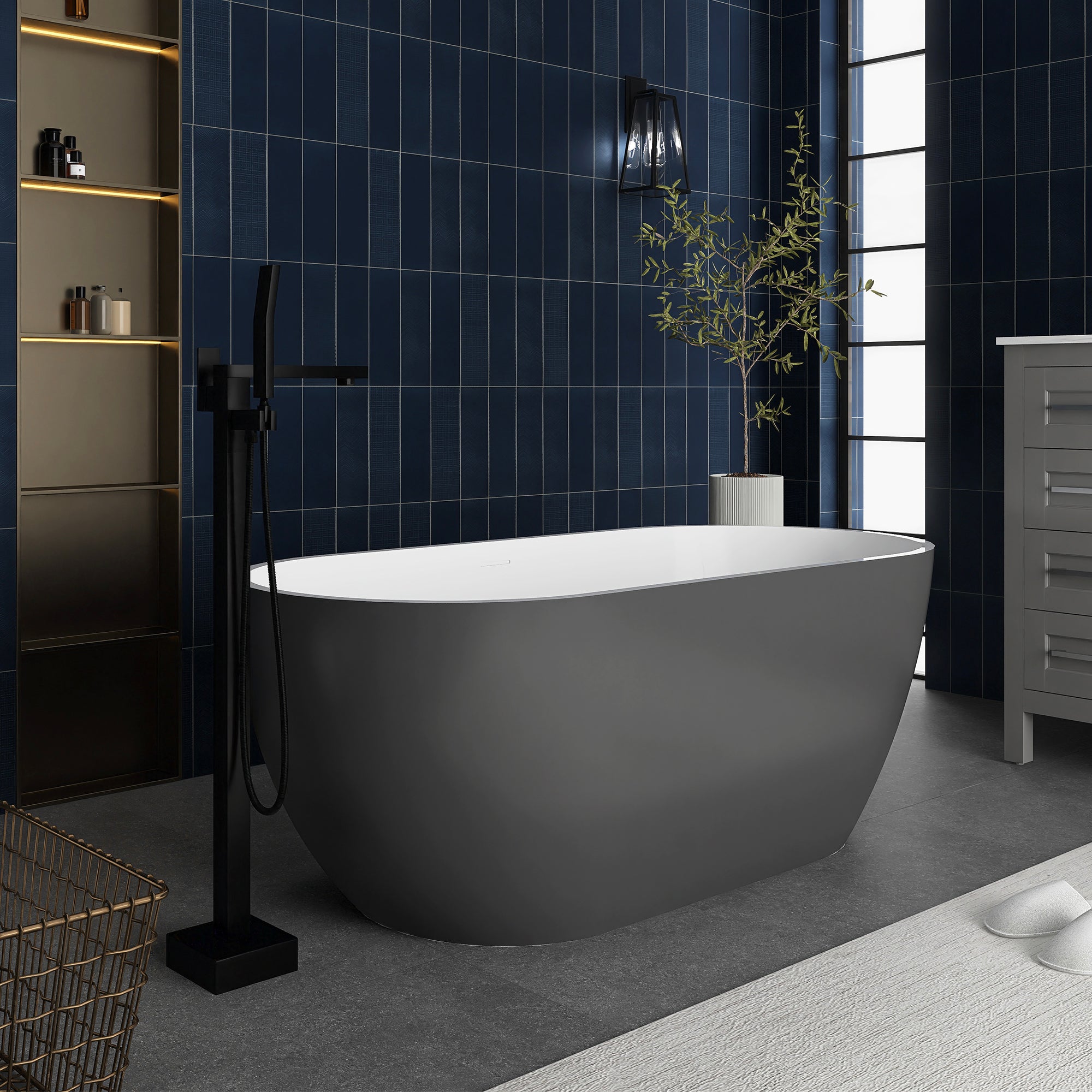 59 in. Acrylic Freestanding Flatbottom Soaking Bathtub