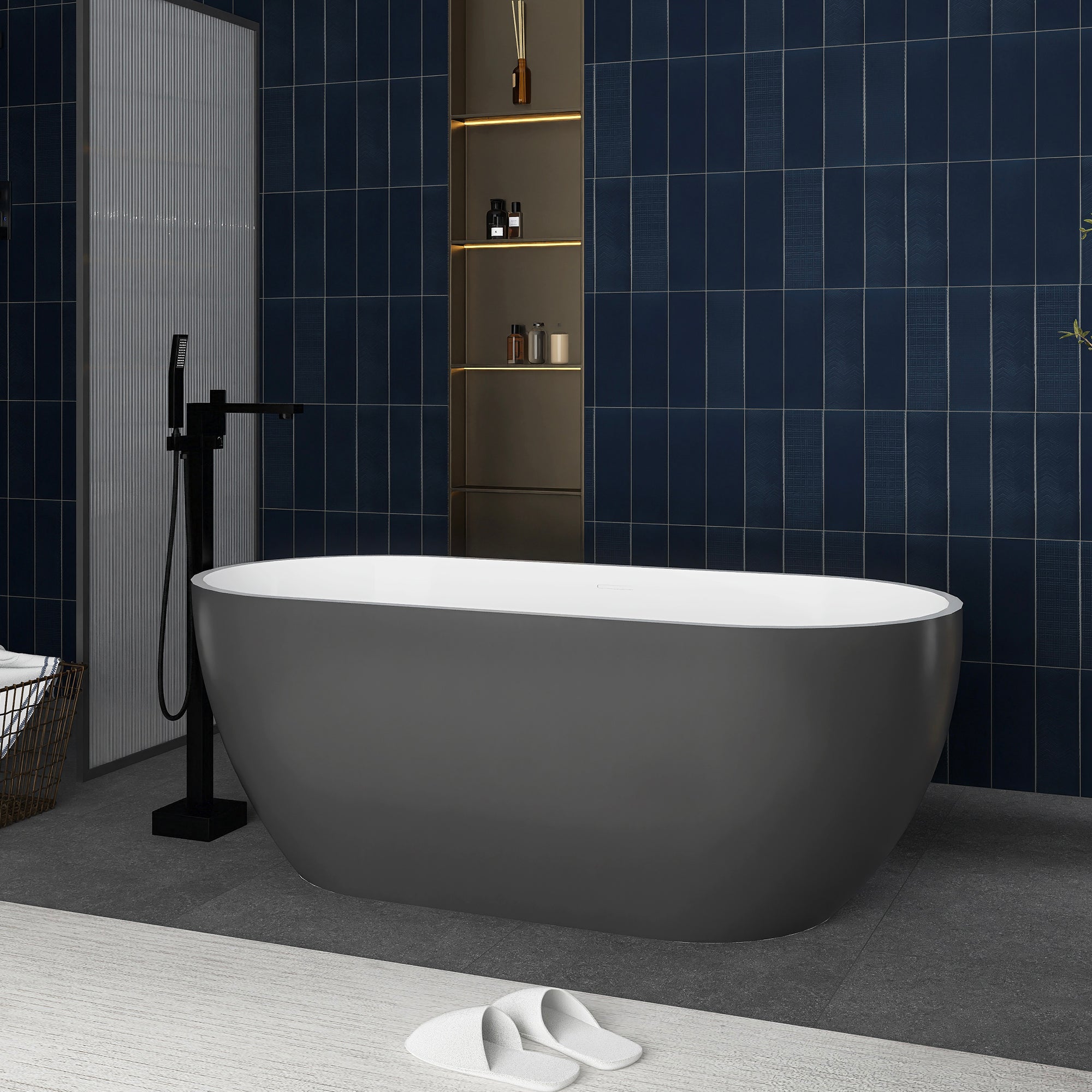 59 in. Acrylic Freestanding Flatbottom Soaking Bathtub