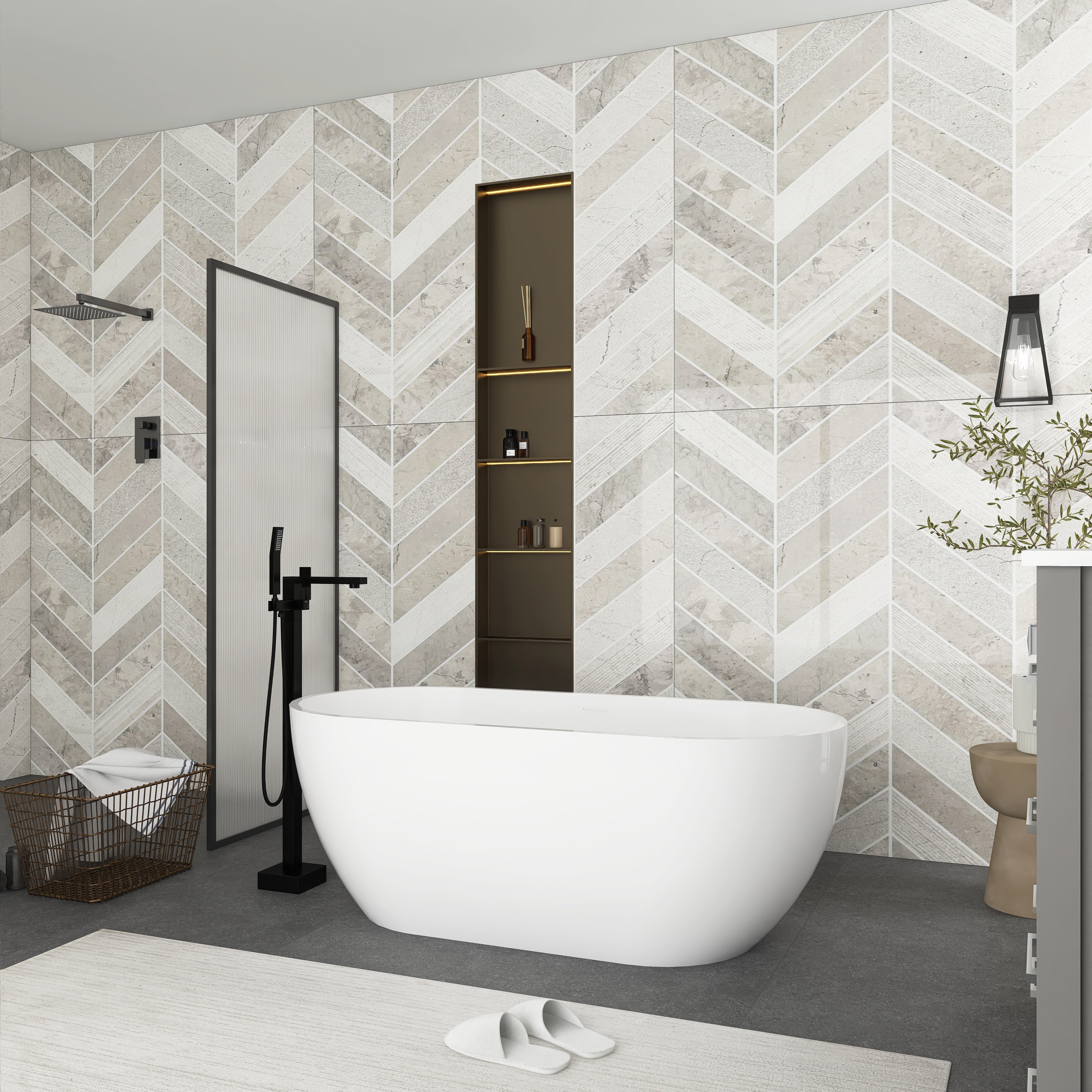 59 in. Acrylic Freestanding Soaking Bathtub in Glossy White