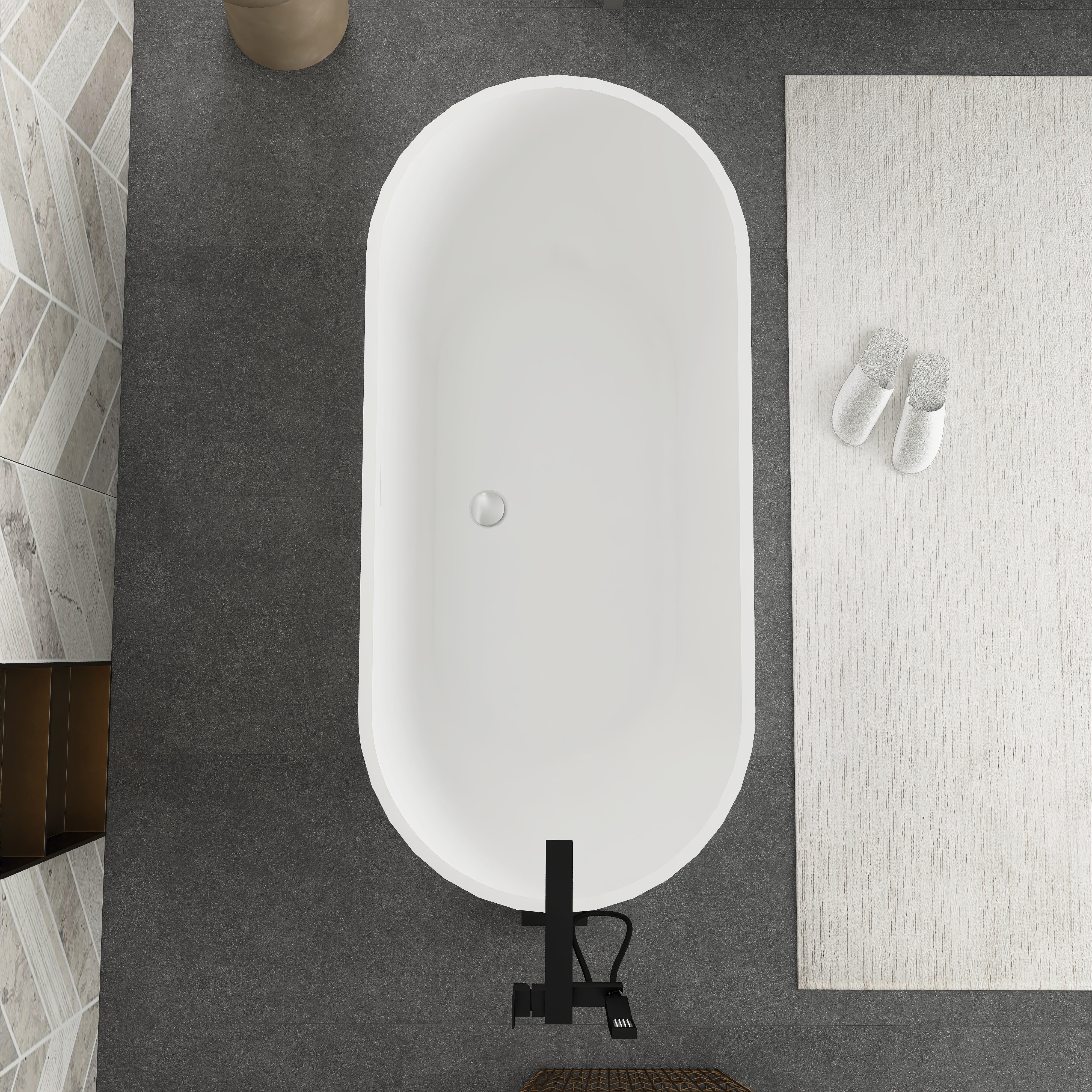 59 in. Acrylic Freestanding Soaking Bathtub in Glossy White