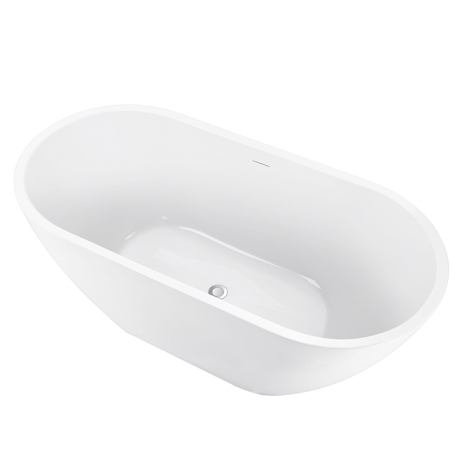59 in. Acrylic Freestanding Soaking Bathtub in Glossy White