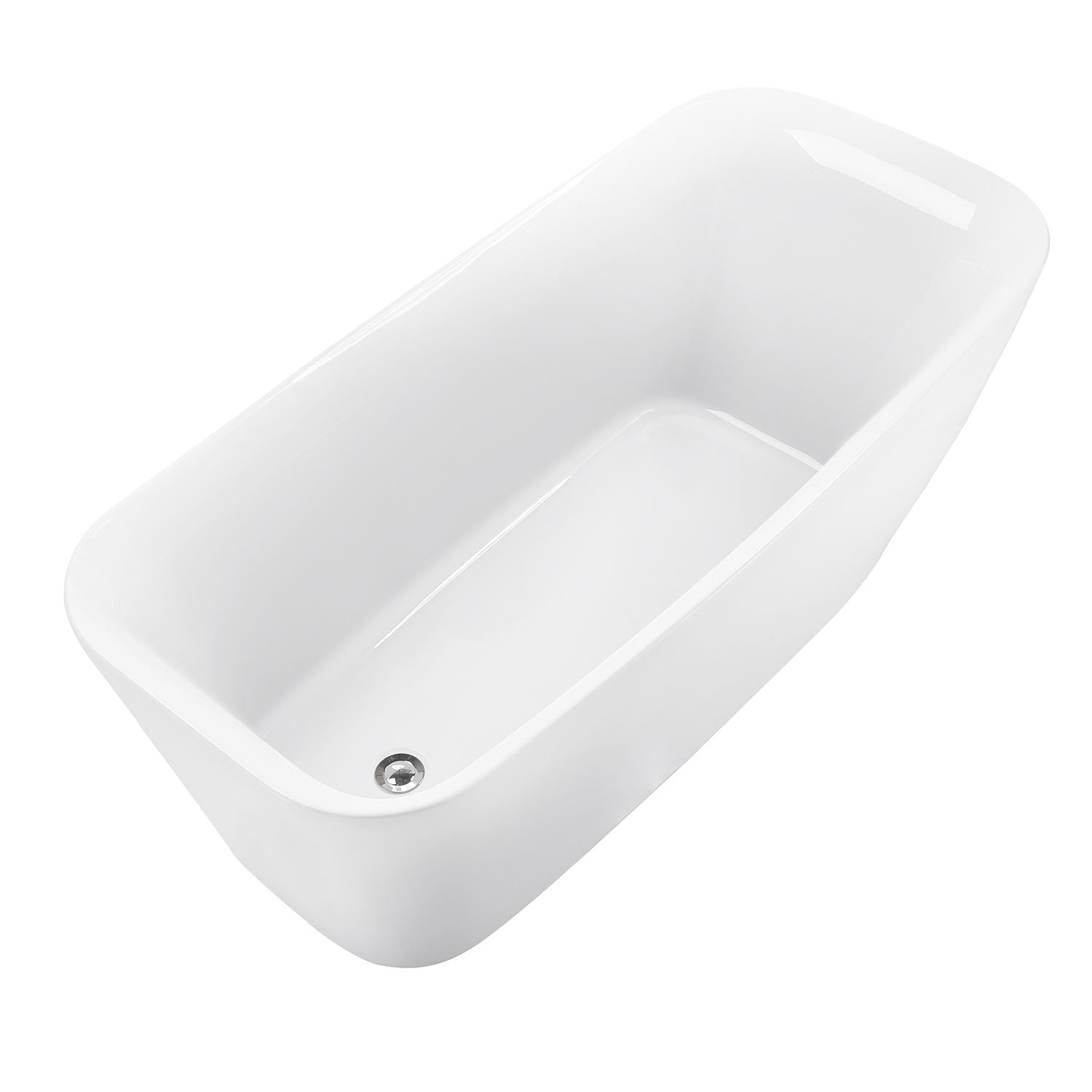 Soaking Bathtub with Reversible Drain in Glossy White