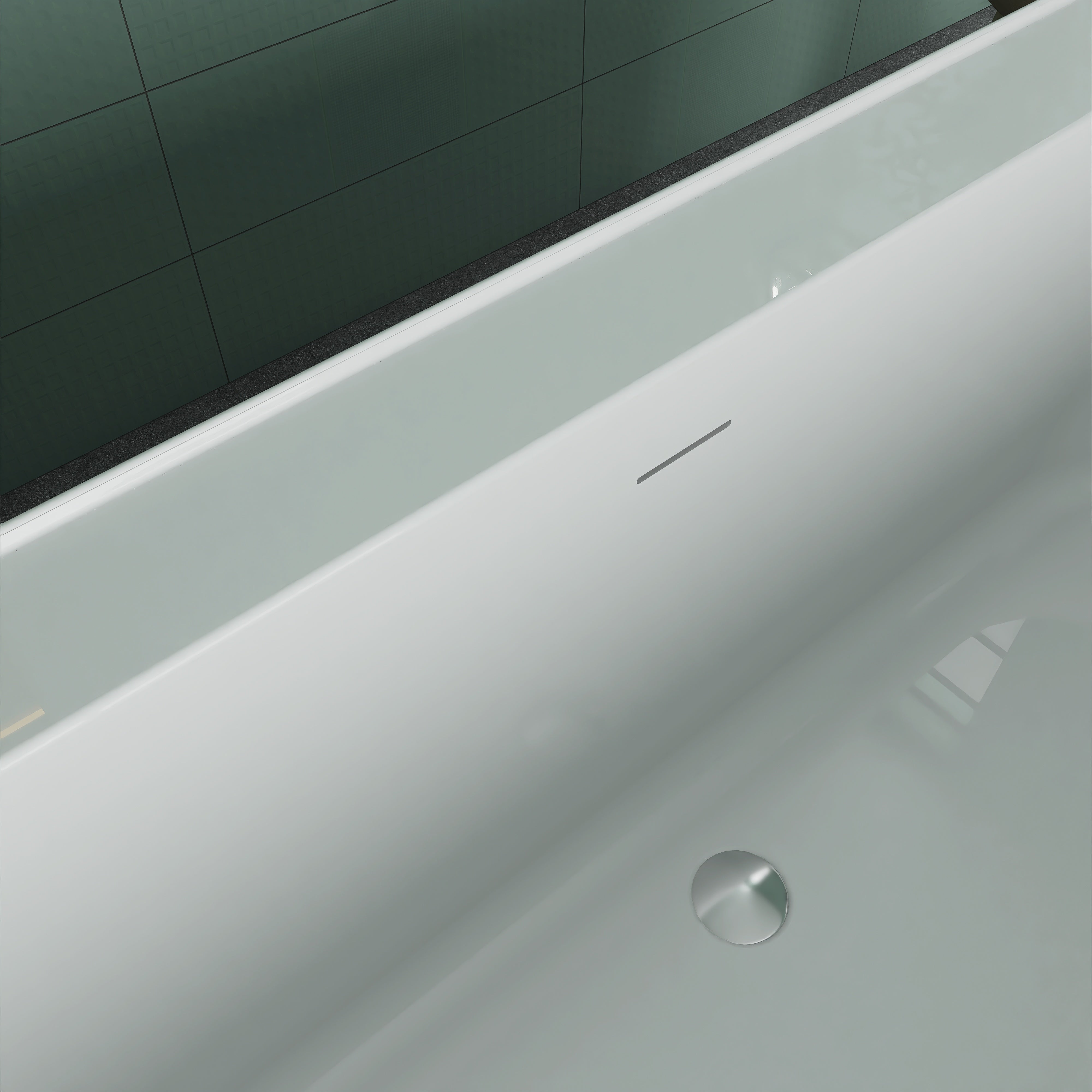 Soaking Bathtub with Center Drain in Glossy White