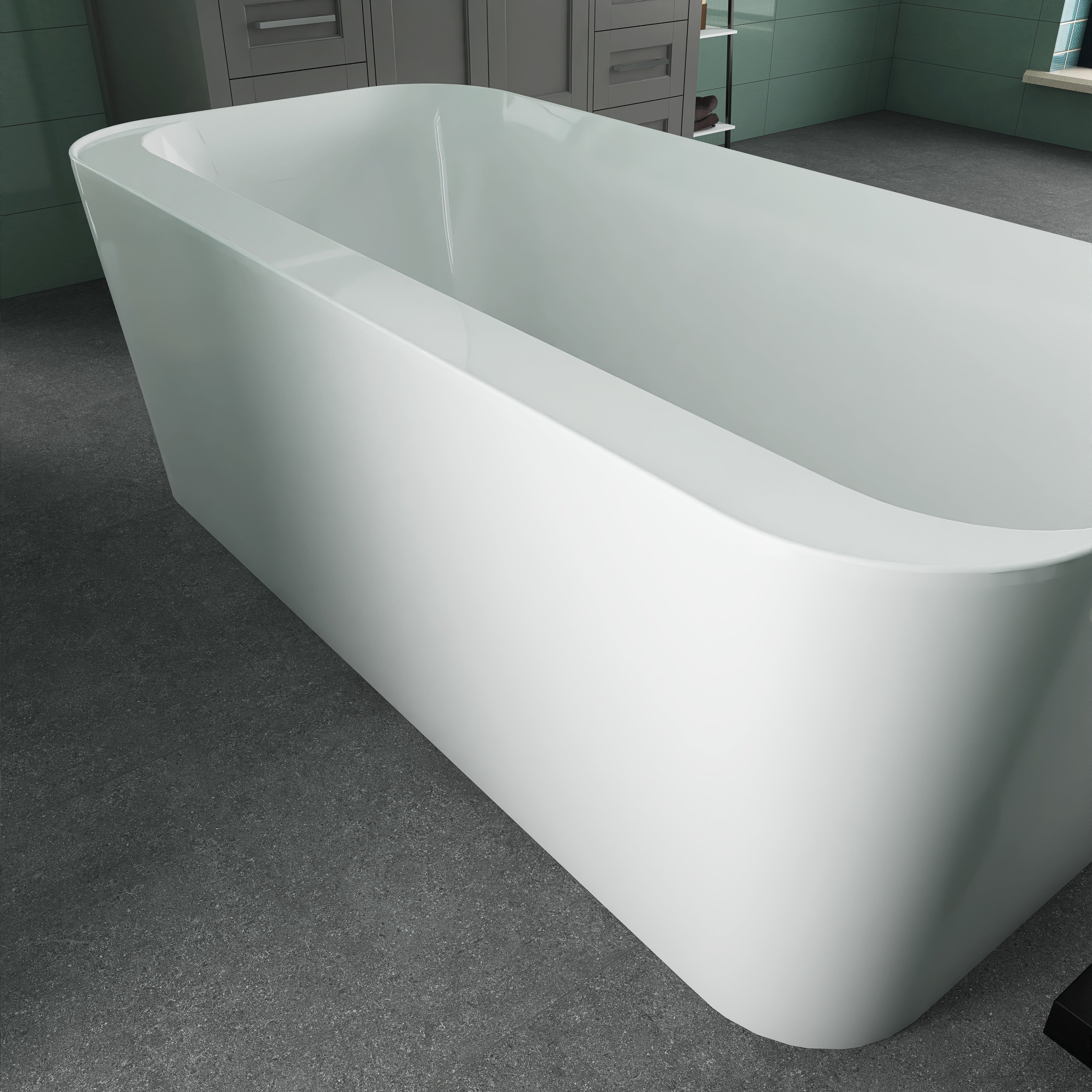 Soaking Bathtub with Center Drain in Glossy White