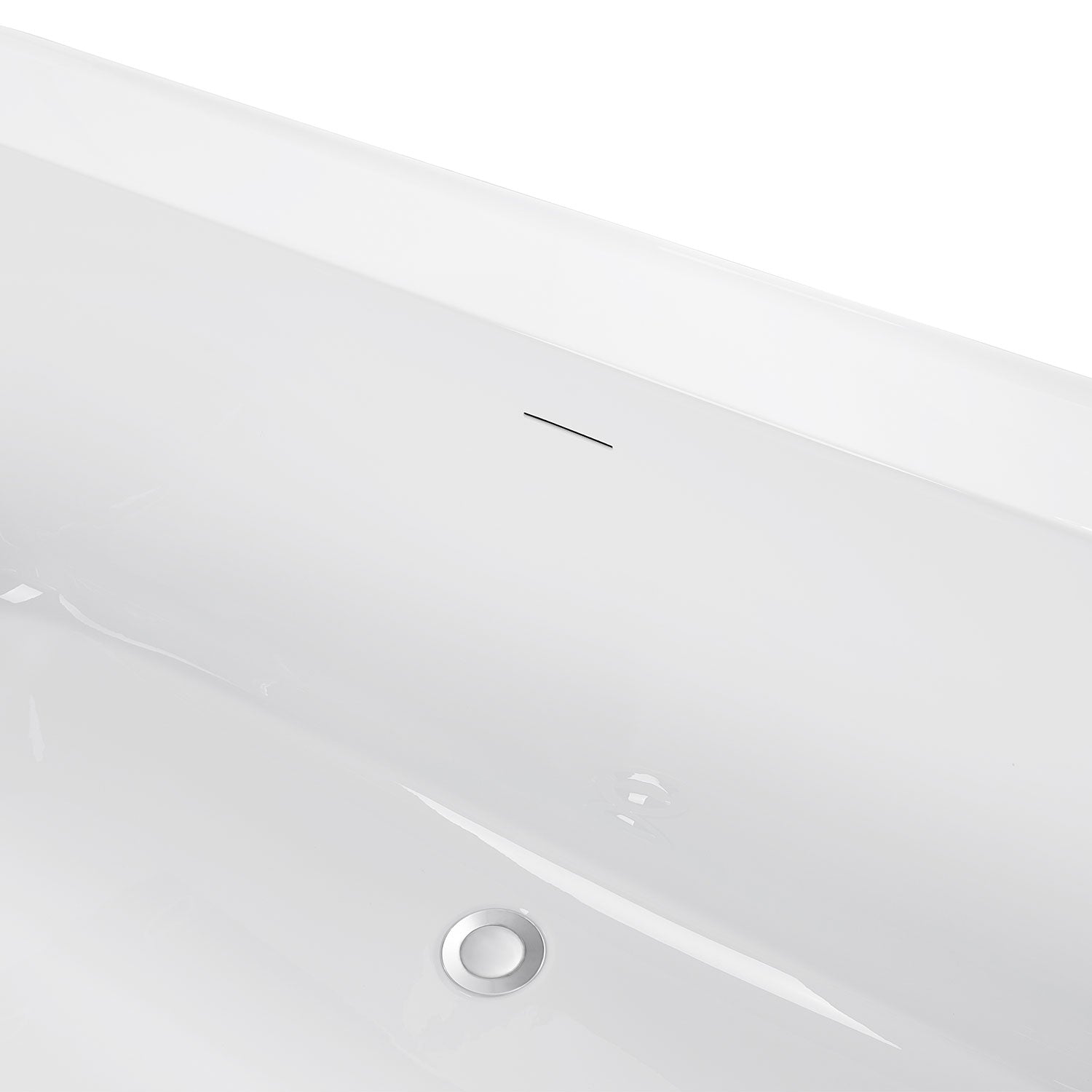Soaking Bathtub with Center Drain in Glossy White