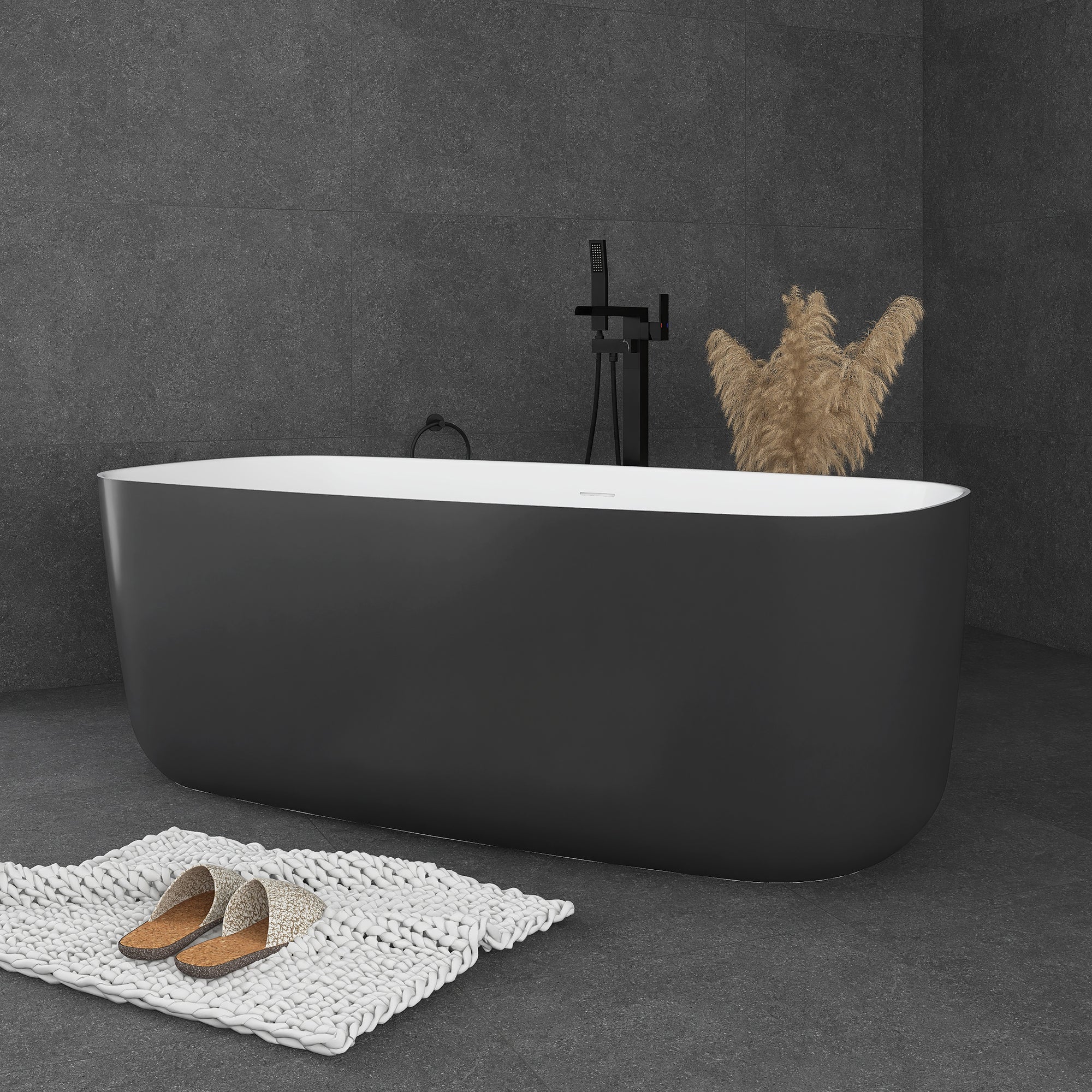 59 in. Acrylic Freestanding Flatbottom Soaking Bathtub
