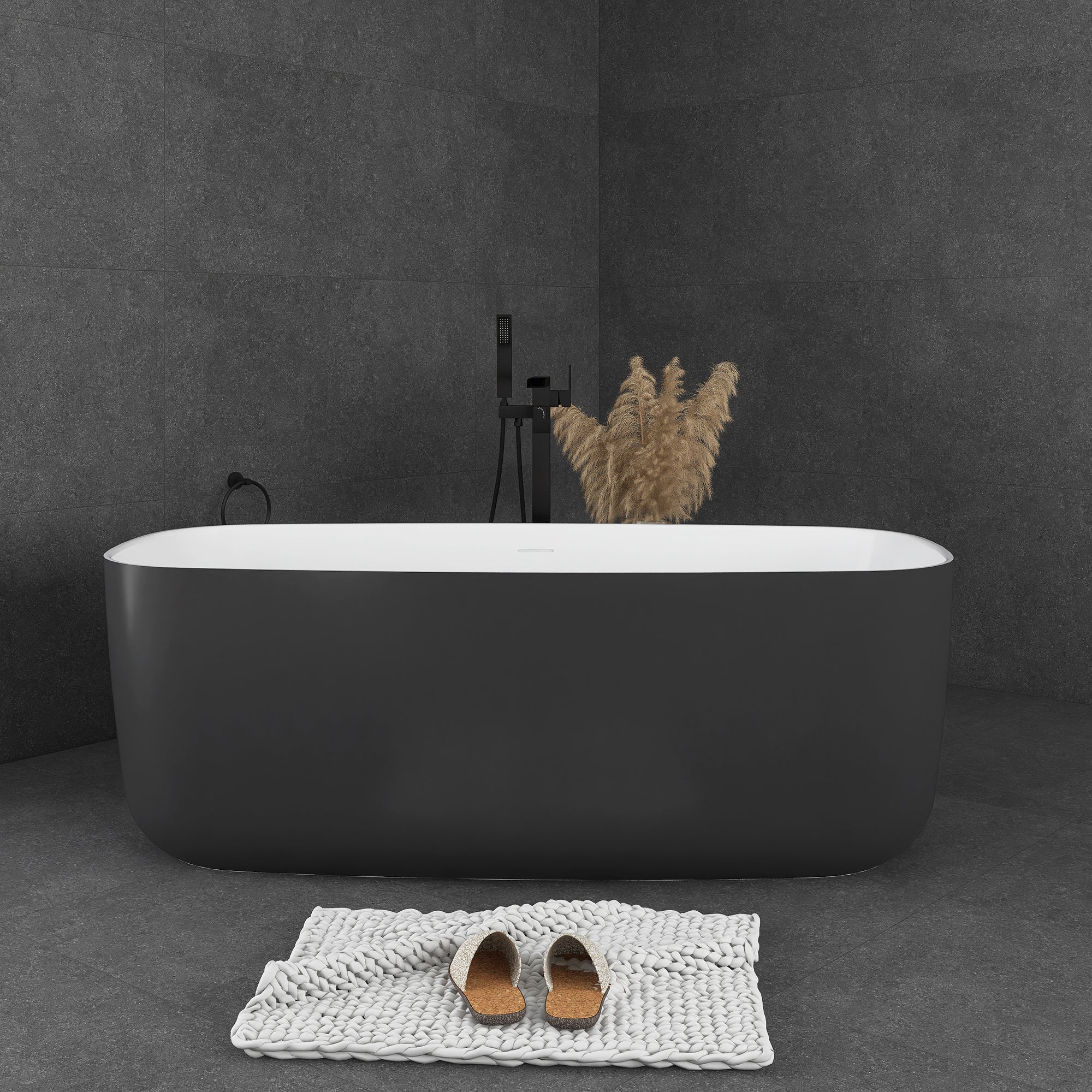 59 in. Acrylic Freestanding Flatbottom Soaking Bathtub