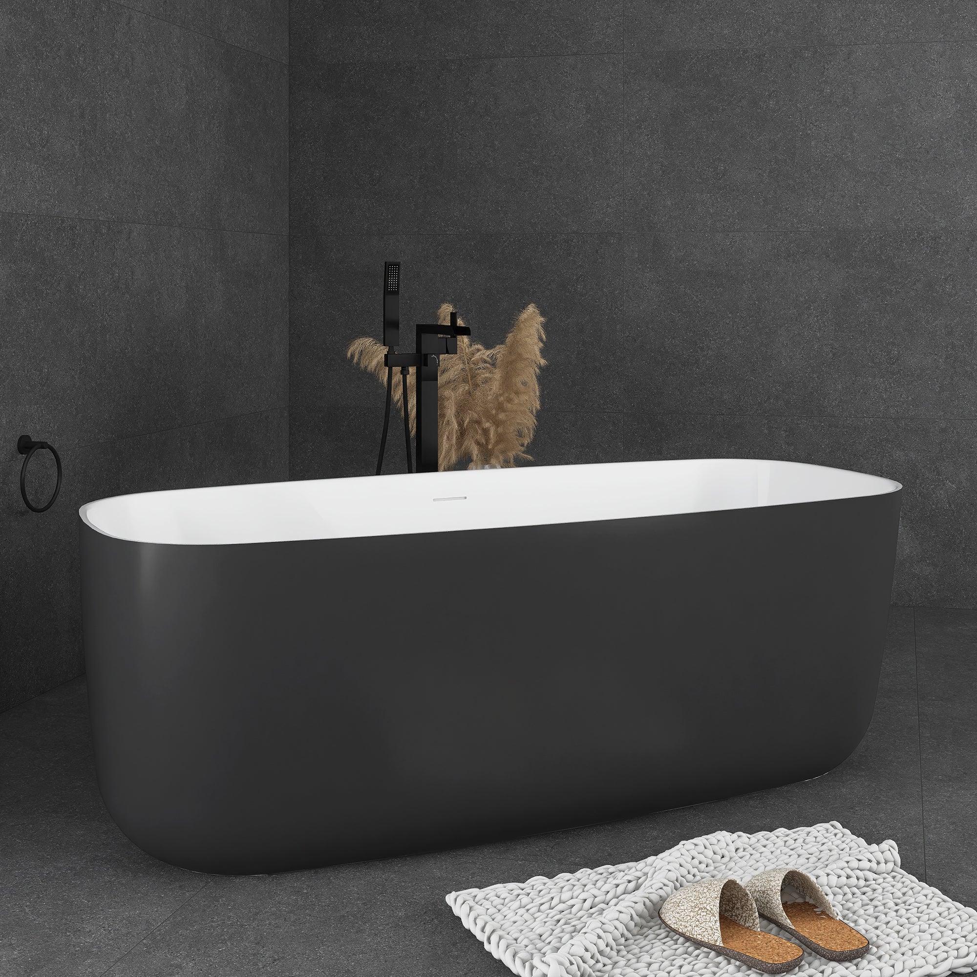 59 in. Acrylic Freestanding Flatbottom Soaking Bathtub