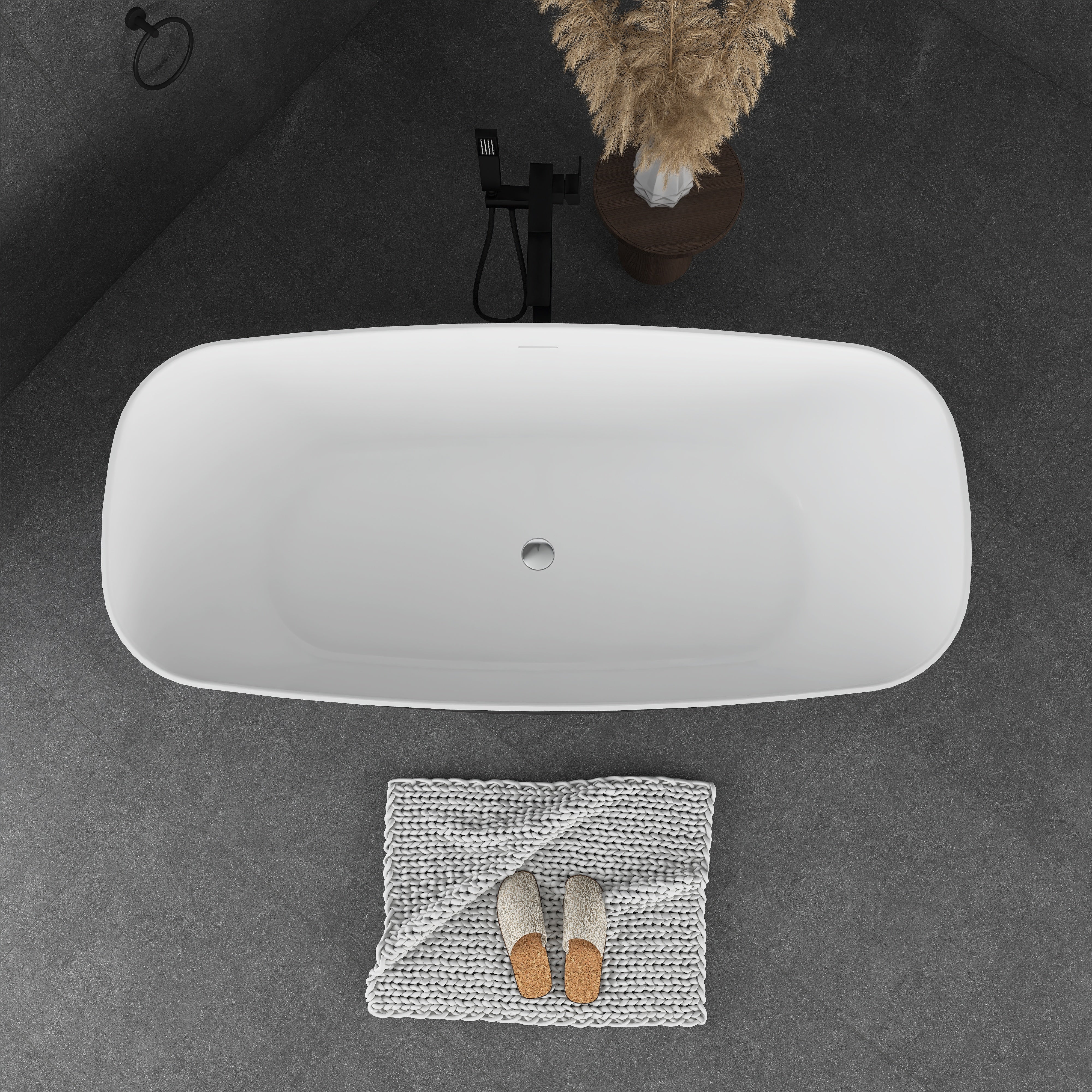 59 in. Acrylic Freestanding Flatbottom Soaking Bathtub
