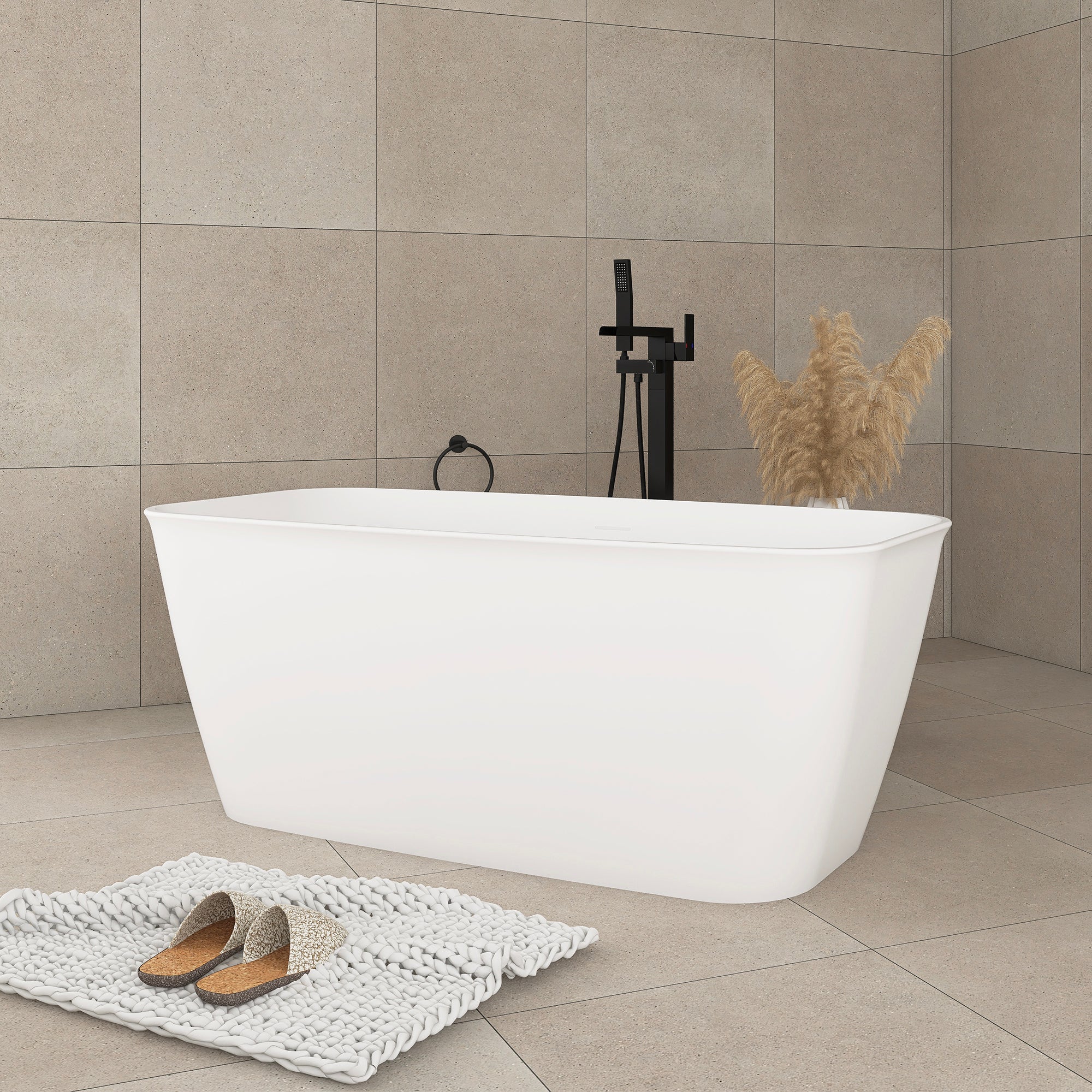 59 in. Acrylic Freestanding Flatbottom Soaking Bathtub