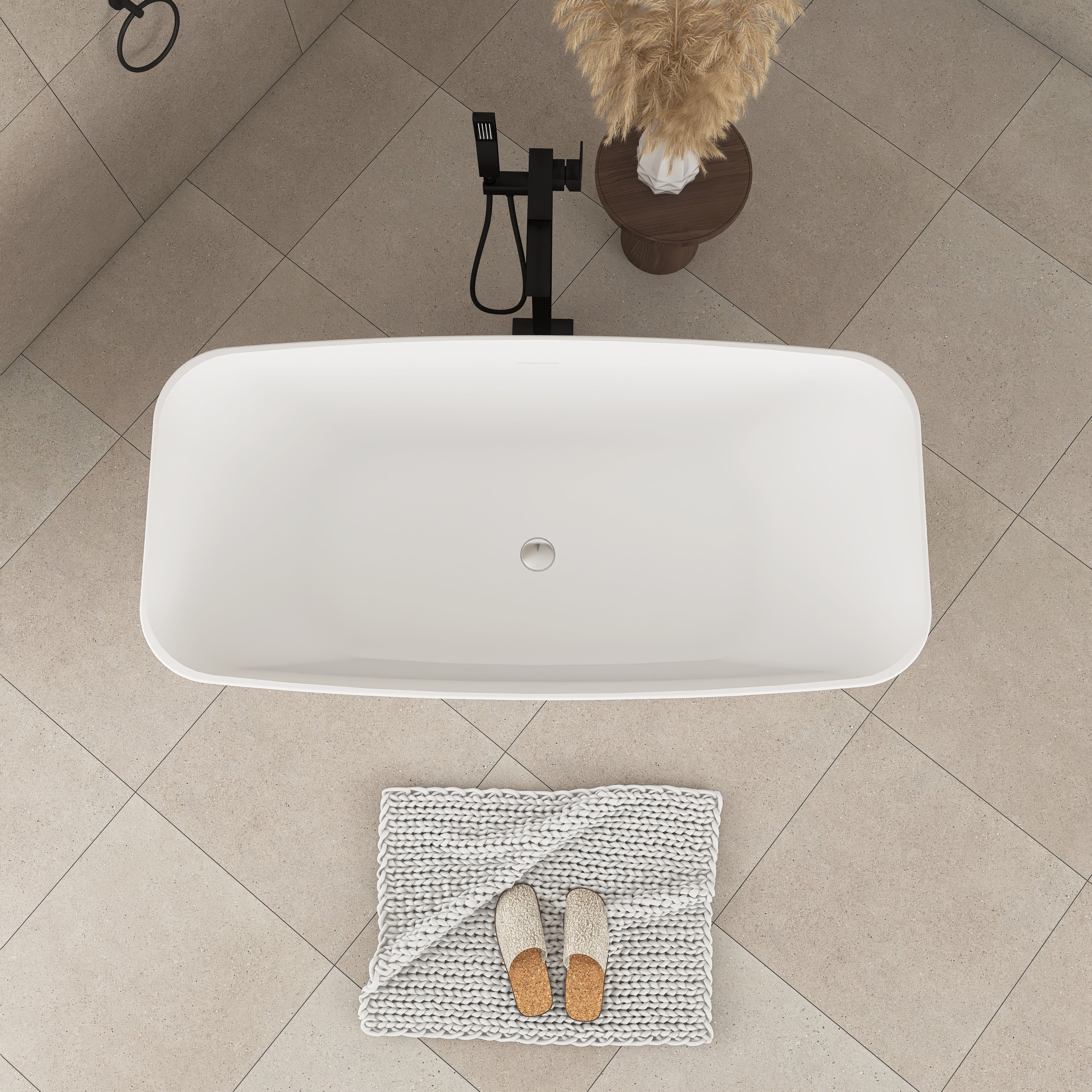 59 in. Acrylic Freestanding Flatbottom Soaking Bathtub