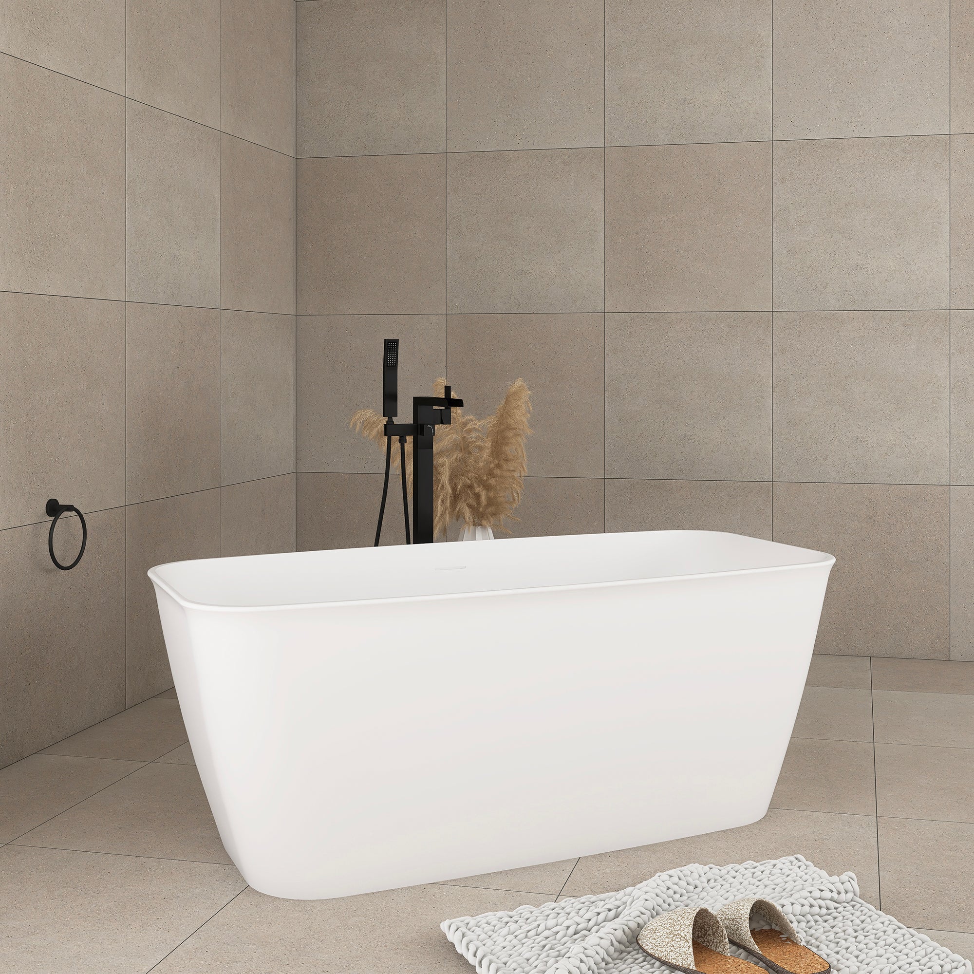 59 in. Acrylic Freestanding Flatbottom Soaking Bathtub