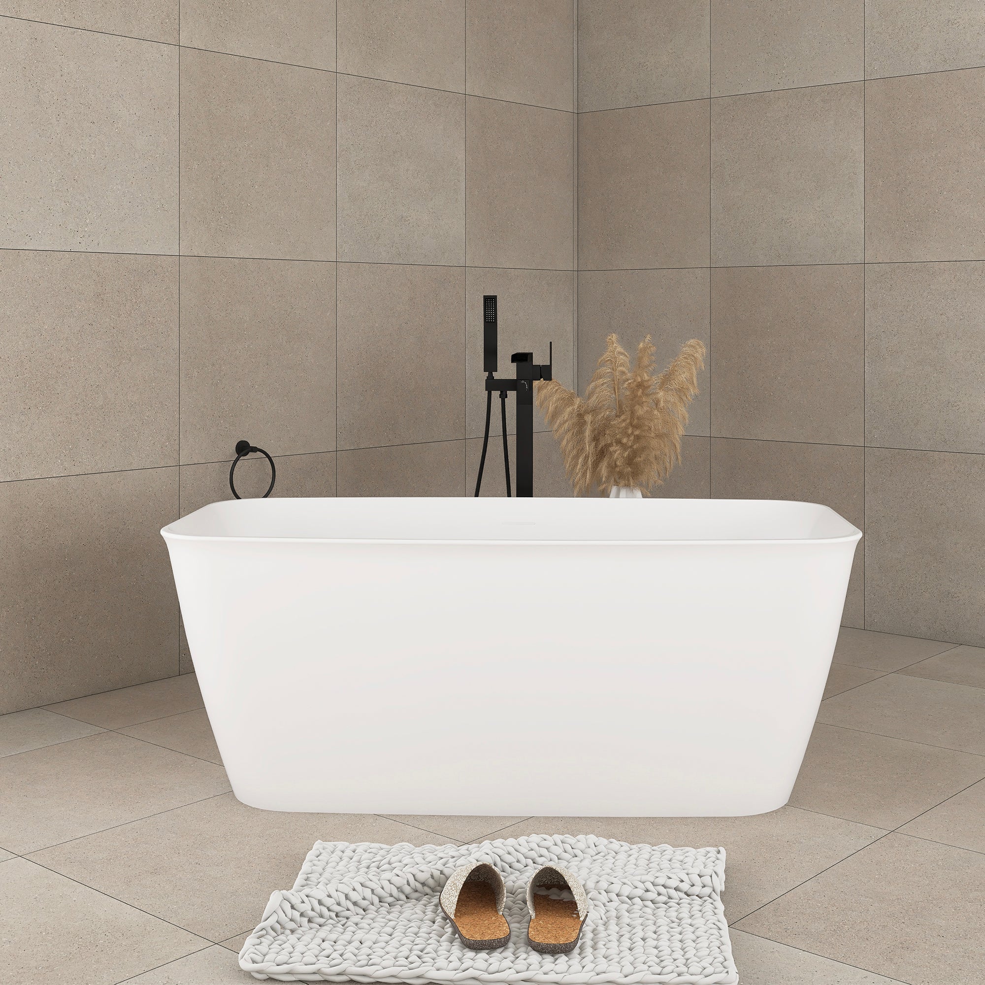 59 in. Acrylic Freestanding Flatbottom Soaking Bathtub