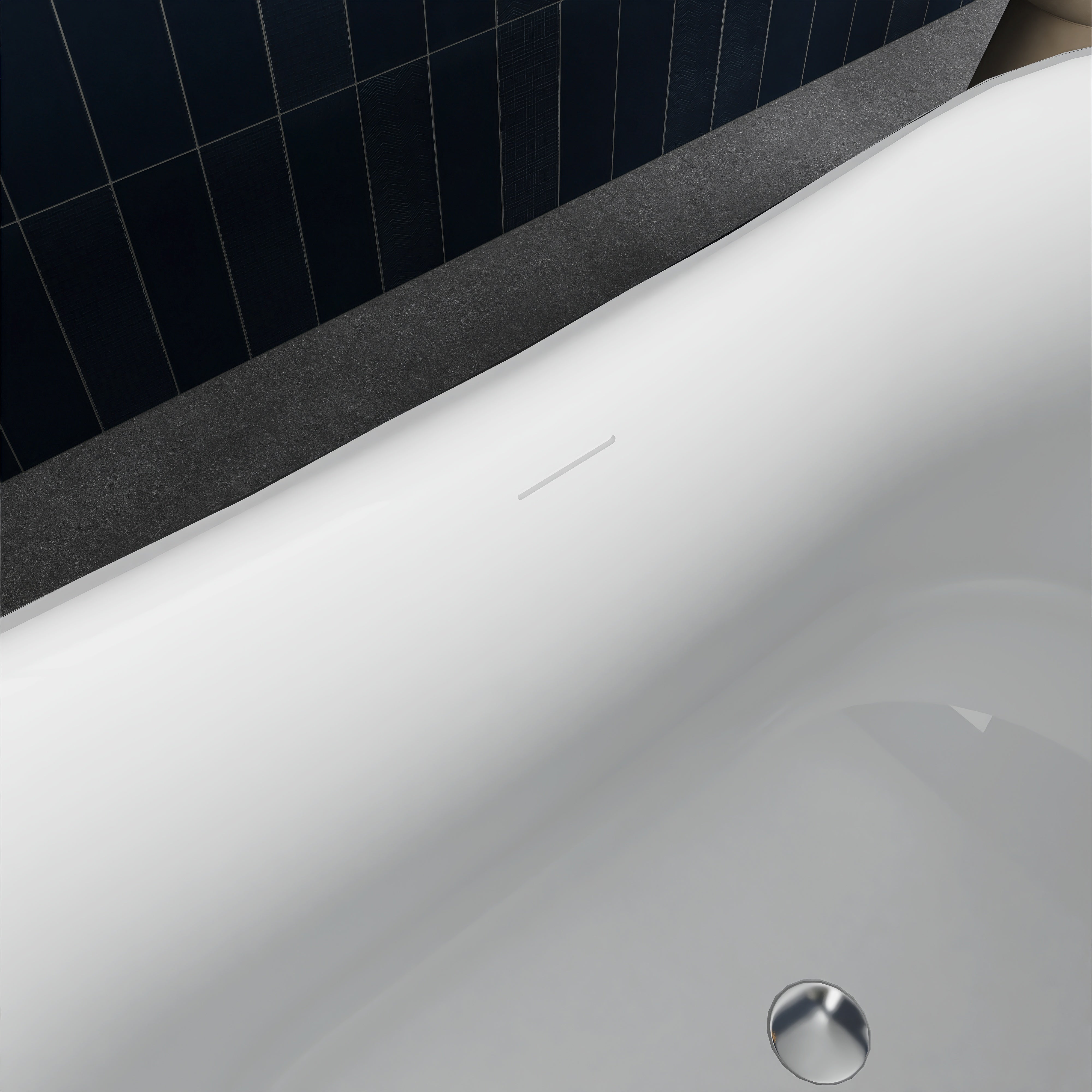 59 in. x 28 in. Soaking Bathtub with Center Drain in Matte Black and White