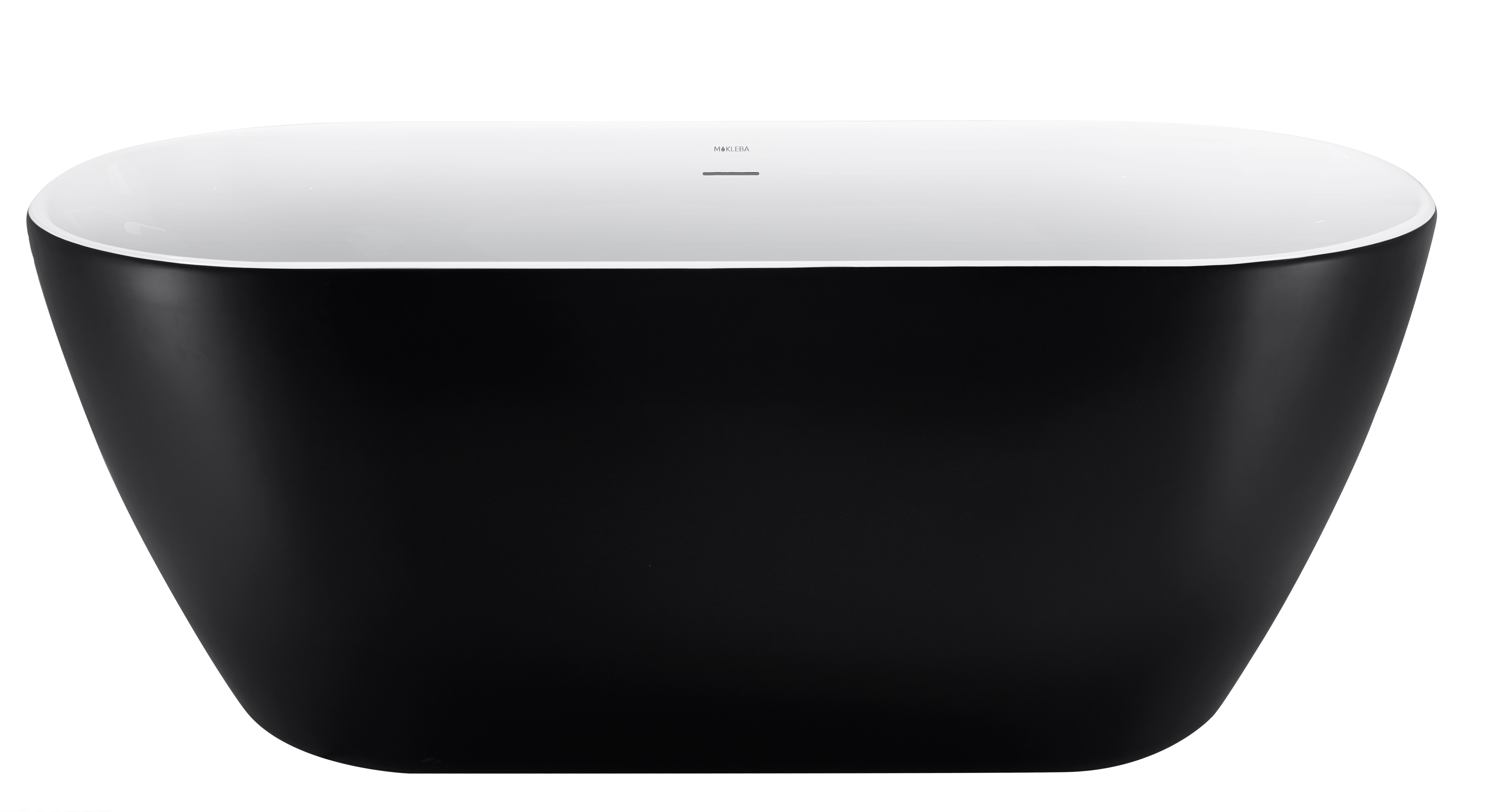 59 in. x 28 in. Soaking Bathtub with Center Drain in Matte Black and White