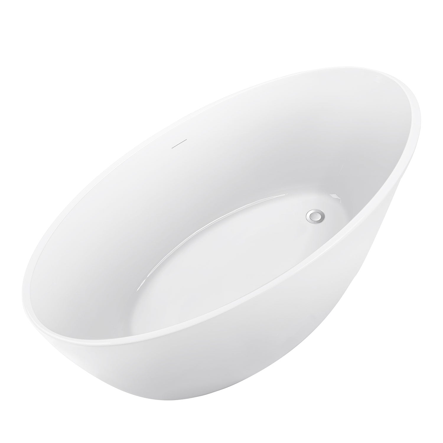 Soaking Bathtub with Reversible Drain in Glossy White