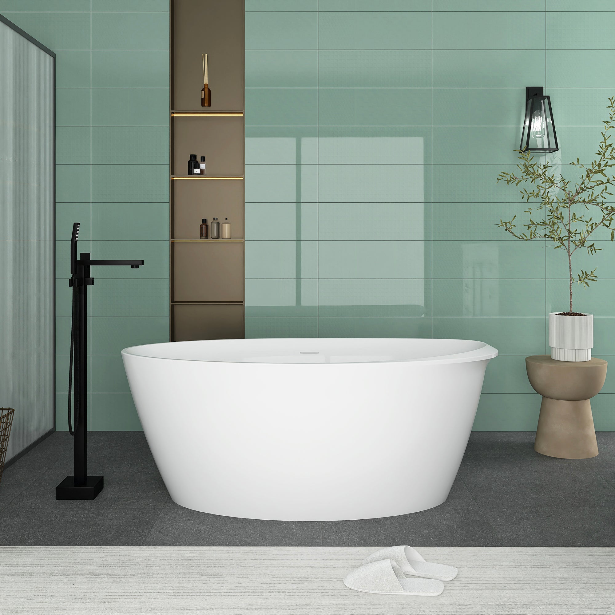 Soaking Bathtub with Reversible Drain in Glossy White