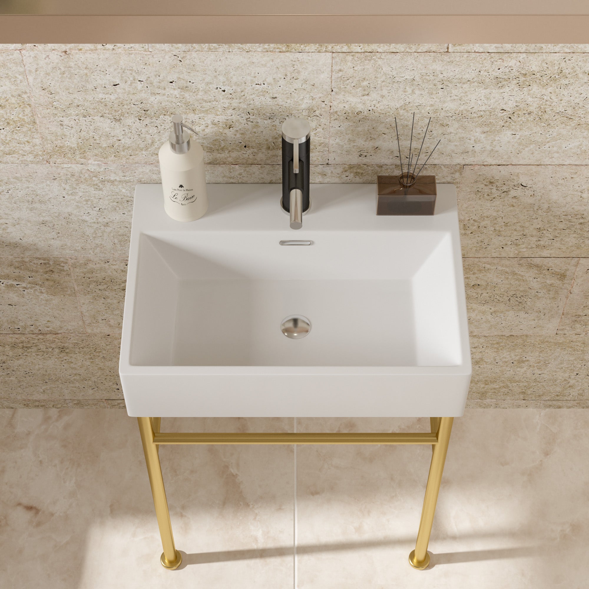 White Ceramic  Console Bathroom sink  with Overflow and Legs