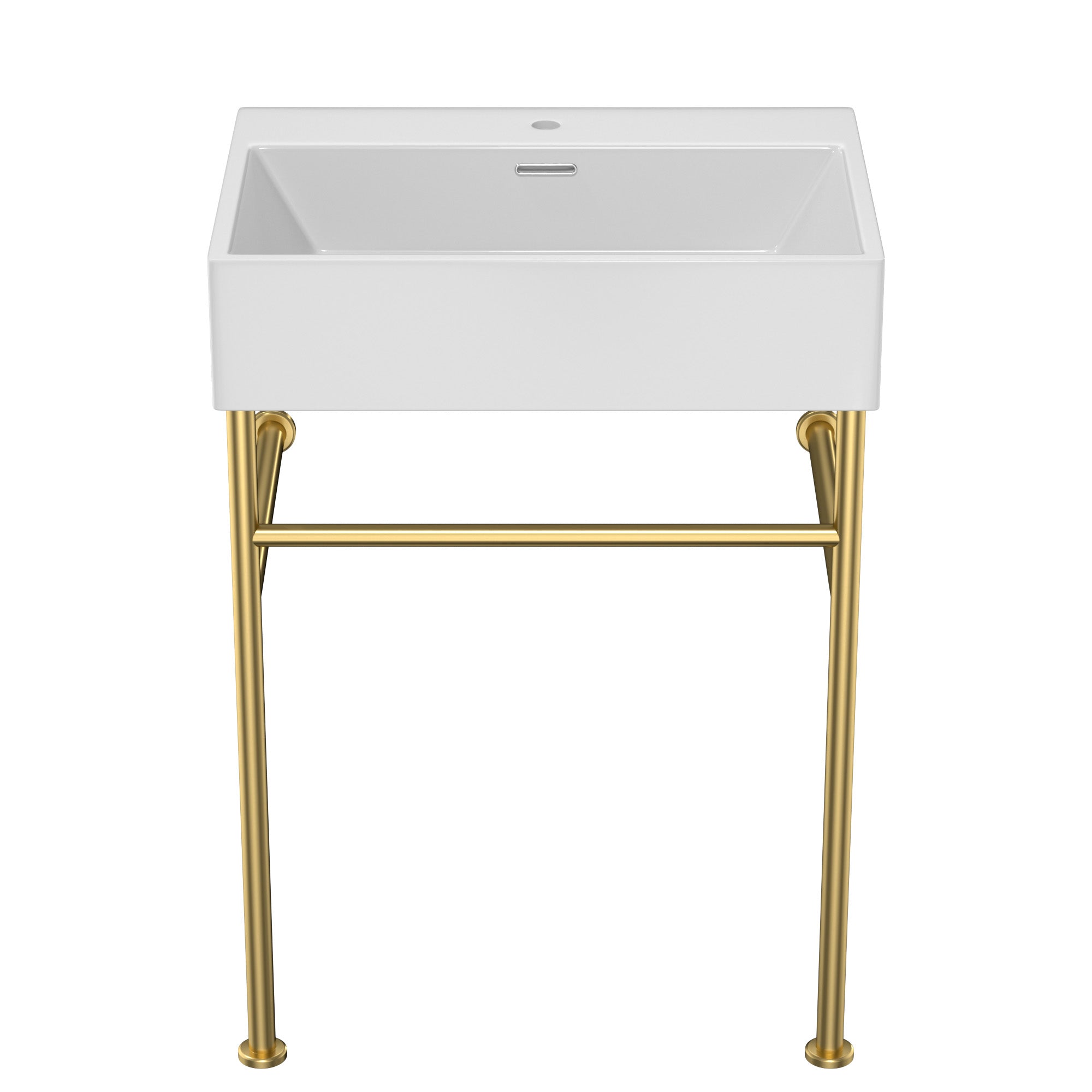 White Ceramic  Console Bathroom sink  with Overflow and Legs