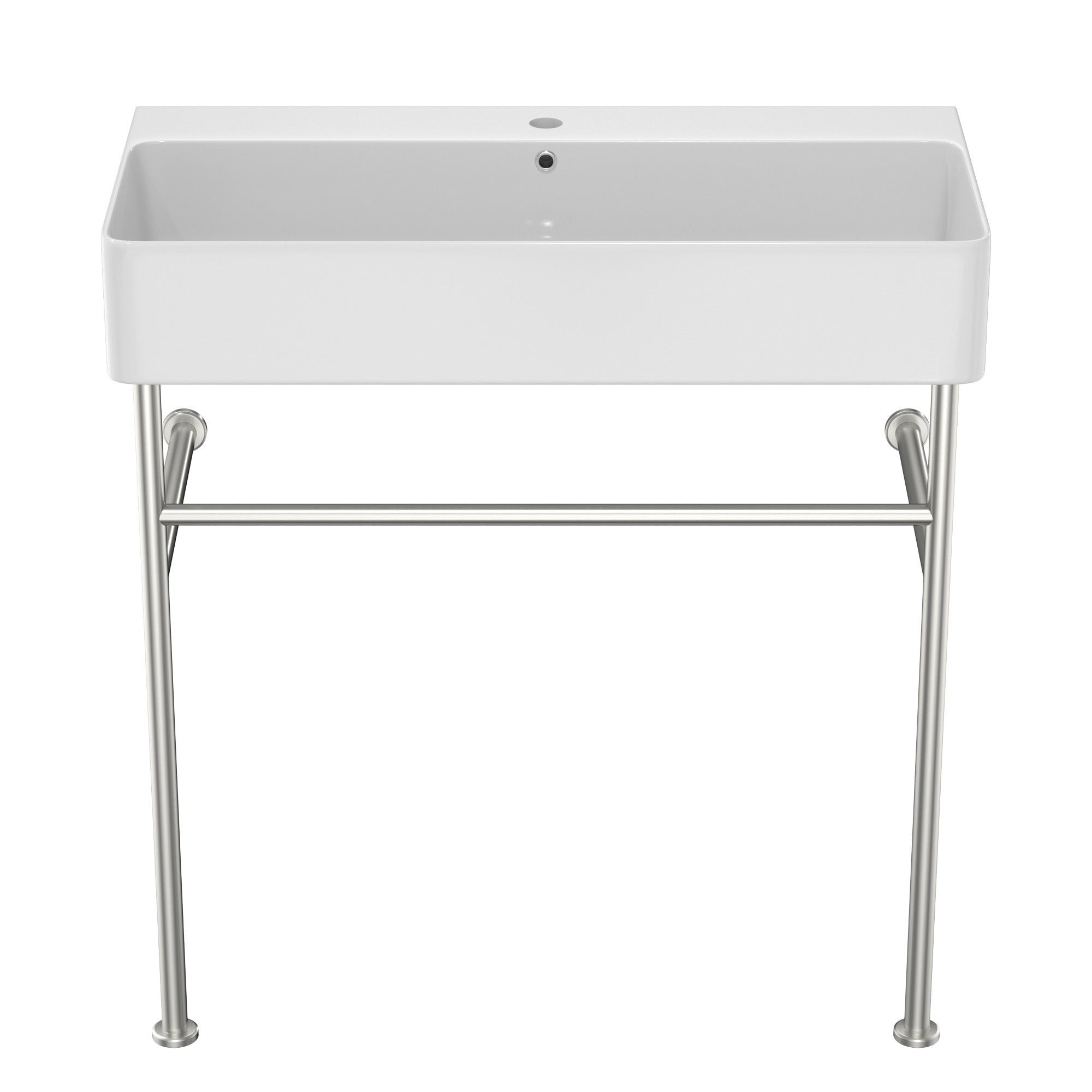 35" White Ceramic Console Bathroom sink with Overflow and Legs